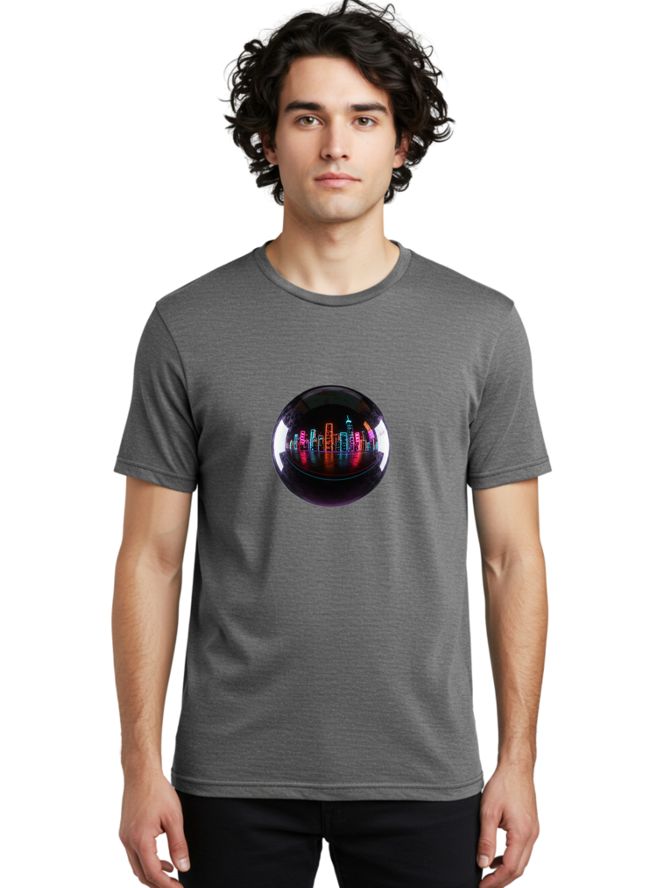 Crystal-Ball-Cityscape Men'S Graphic Tee, 100% Cotton, Comfortable Casual Summer Wear, Machine Washable, Vintage Camera, Old Camera, Antique Camera, Black Camera, Classic Photography, Photography Equipment, Nostalgic Device, Film Camera, Bag367