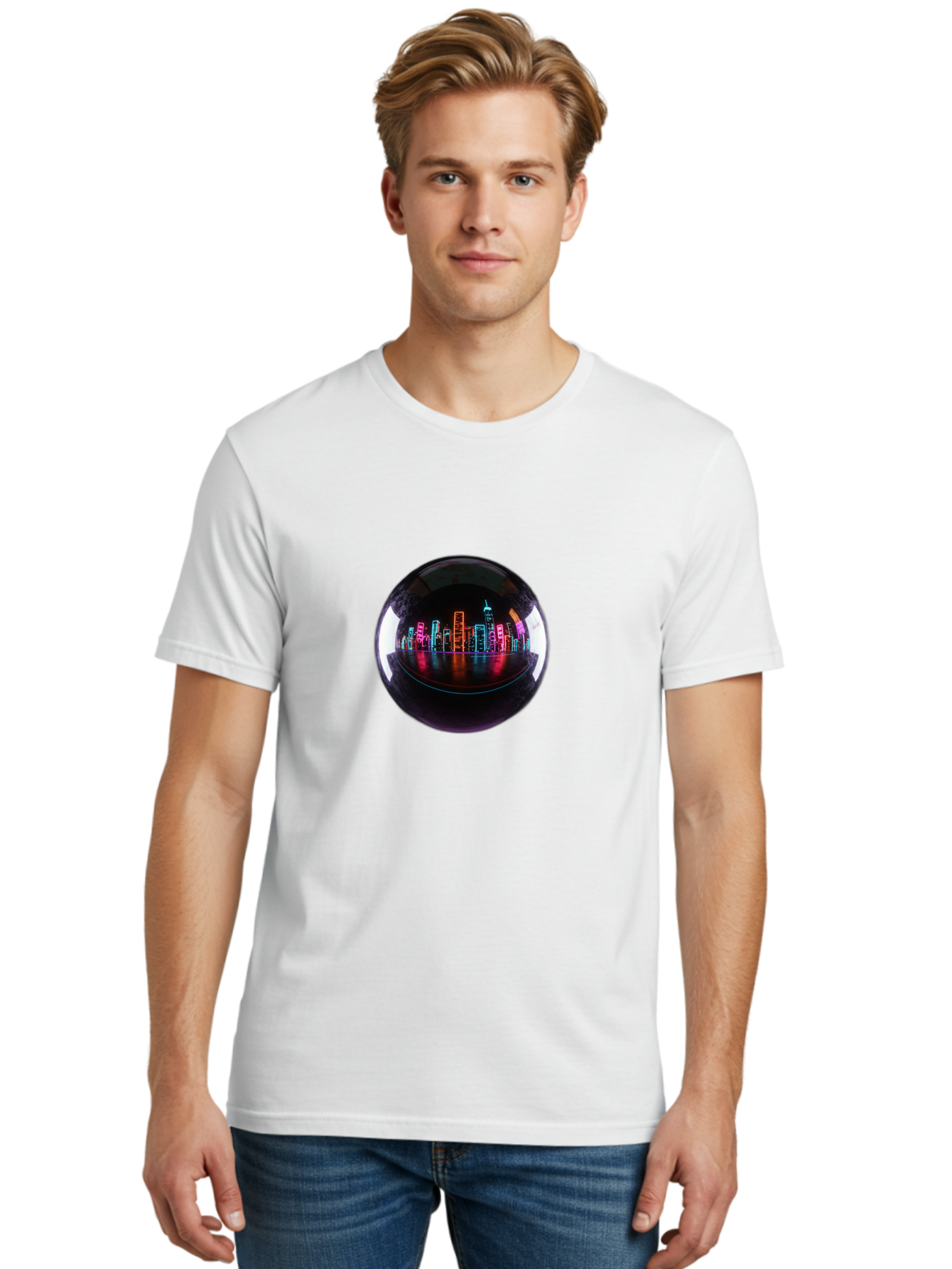 Crystal-Ball-Cityscape Men'S Graphic Tee, 100% Cotton, Comfortable Casual Summer Wear, Machine Washable, Vintage Camera, Old Camera, Antique Camera, Black Camera, Classic Photography, Photography Equipment, Nostalgic Device, Film Camera, Bag367
