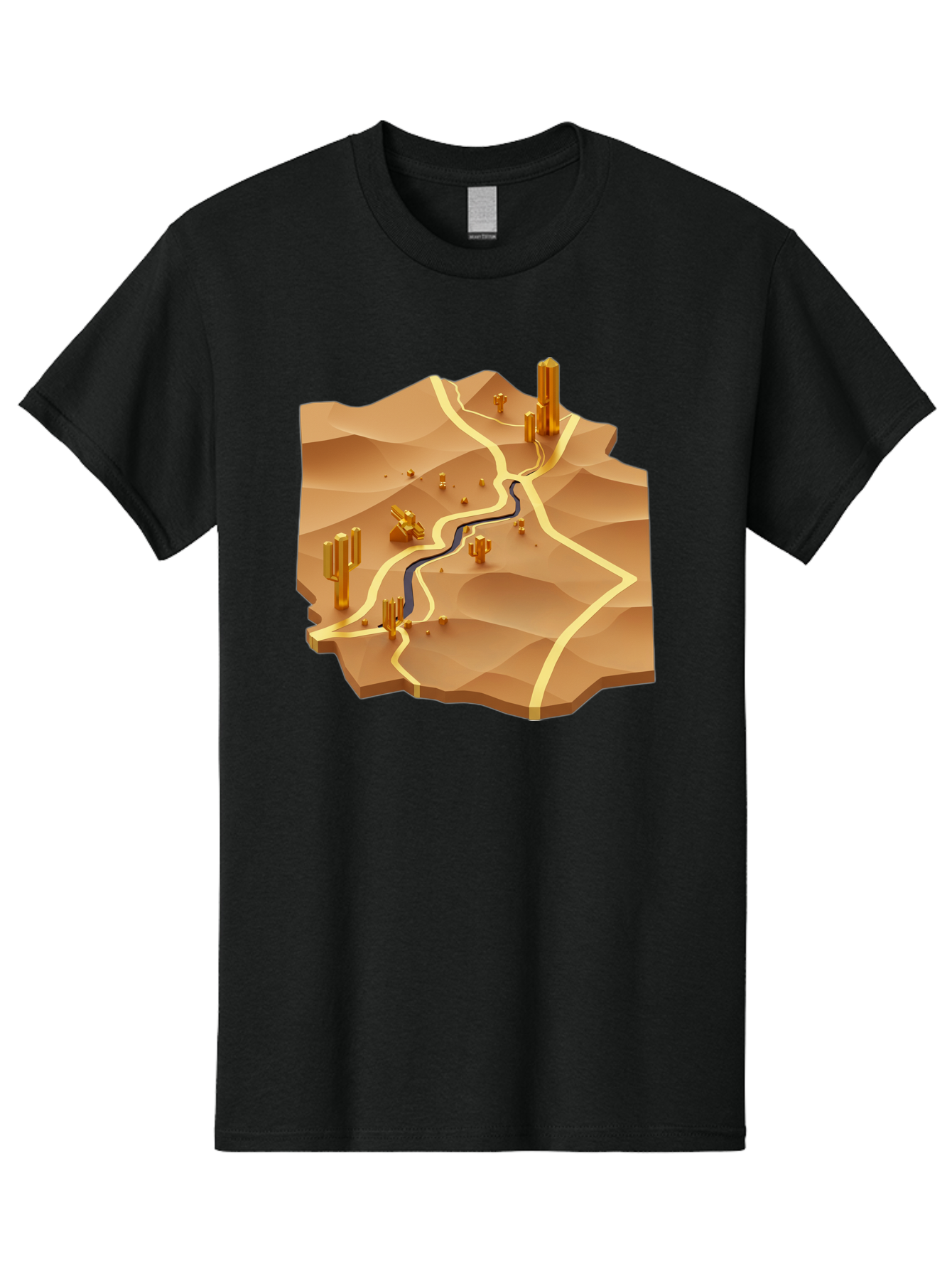 Desert-Landscape-Isometric-Map Men'S Graphic Tee, 100% Cotton, Comfortable Casual Summer Wear, Machine Washable, Vintage Camera, Old Camera, Antique Camera, Black Camera, Classic Photography, Photography Equipment, Nostalgic Device, Bag388