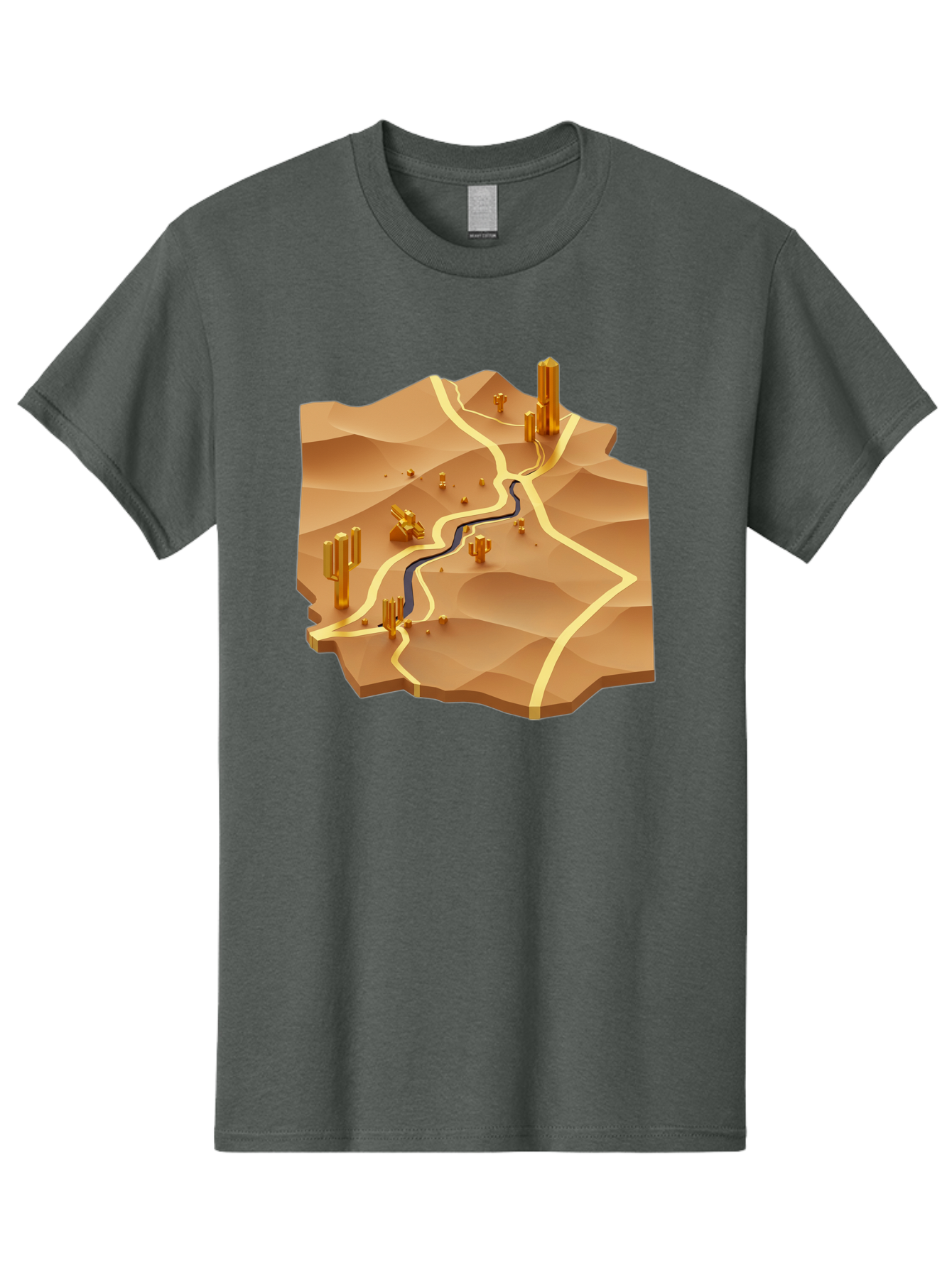 Desert-Landscape-Isometric-Map Men'S Graphic Tee, 100% Cotton, Comfortable Casual Summer Wear, Machine Washable, Vintage Camera, Old Camera, Antique Camera, Black Camera, Classic Photography, Photography Equipment, Nostalgic Device, Bag388