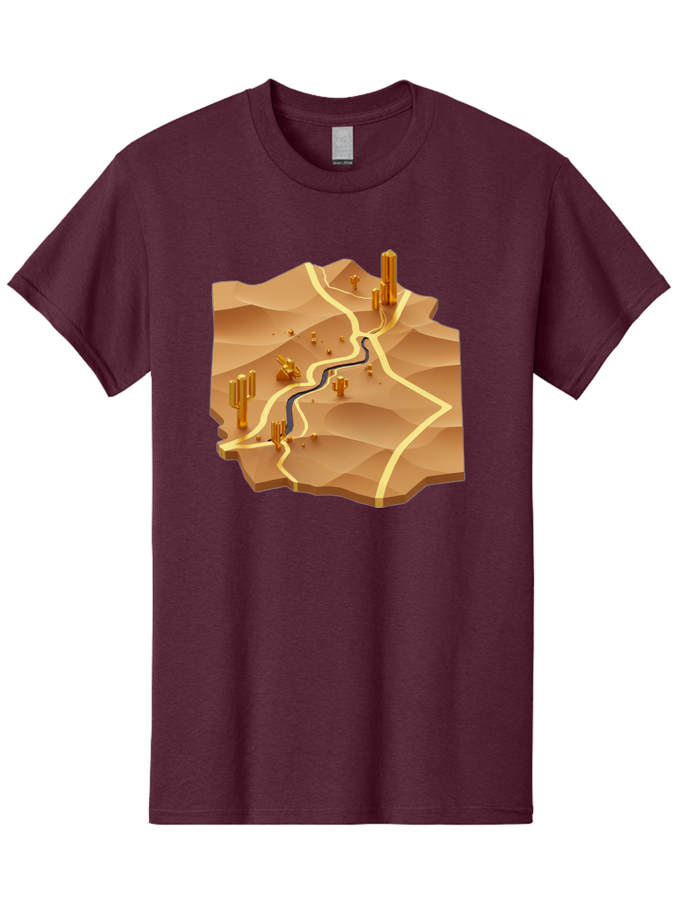 Desert-Landscape-Isometric-Map Men'S Graphic Tee, 100% Cotton, Comfortable Casual Summer Wear, Machine Washable, Vintage Camera, Old Camera, Antique Camera, Black Camera, Classic Photography, Photography Equipment, Nostalgic Device, Bag388