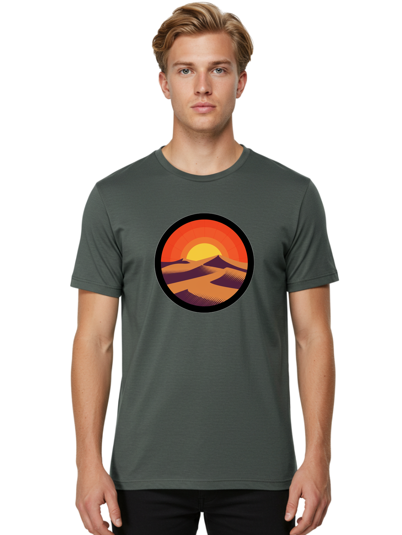 Desert-Sunset-1 Men'S Graphic Tee, 100% Cotton, Comfortable Casual Summer Wear, Machine Washable, Vintage Camera, Old Camera, Antique Camera, Black Camera, Classic Photography, Photography Equipment, Nostalgic Device, Film Camera, Camera Art Bag389