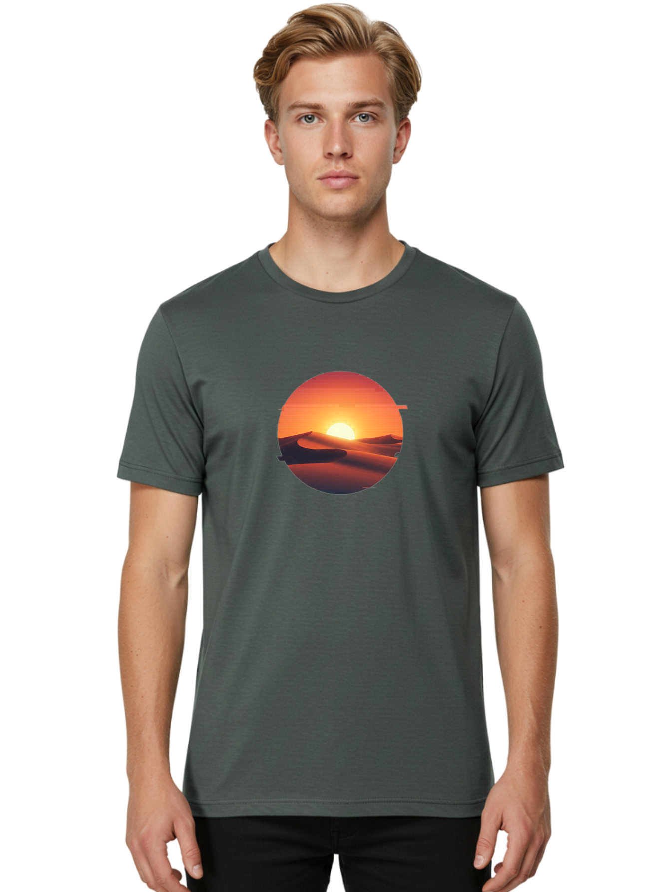 Desert-Sunset-2 Men'S Graphic Tee, 100% Cotton, Comfortable Casual Summer Wear, Machine Washable, Vintage Camera, Old Camera, Antique Camera, Black Camera, Classic Photography, Photography Equipment, Nostalgic Device, Film Camera, Camera Art Bag390