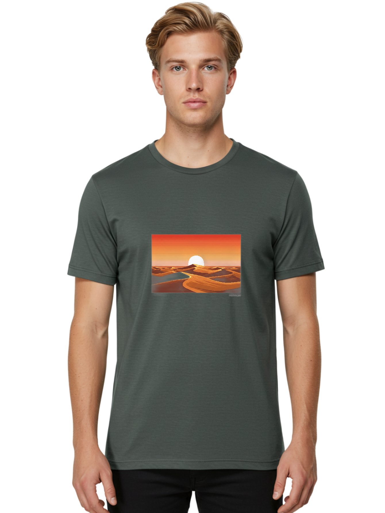 Desert-Sunset-3 Men'S Graphic Tee, 100% Cotton, Comfortable Casual Summer Wear, Machine Washable, Vintage Camera, Old Camera, Antique Camera, Black Camera, Classic Photography, Photography Equipment, Nostalgic Device, Film Camera, Camera Art Bag391