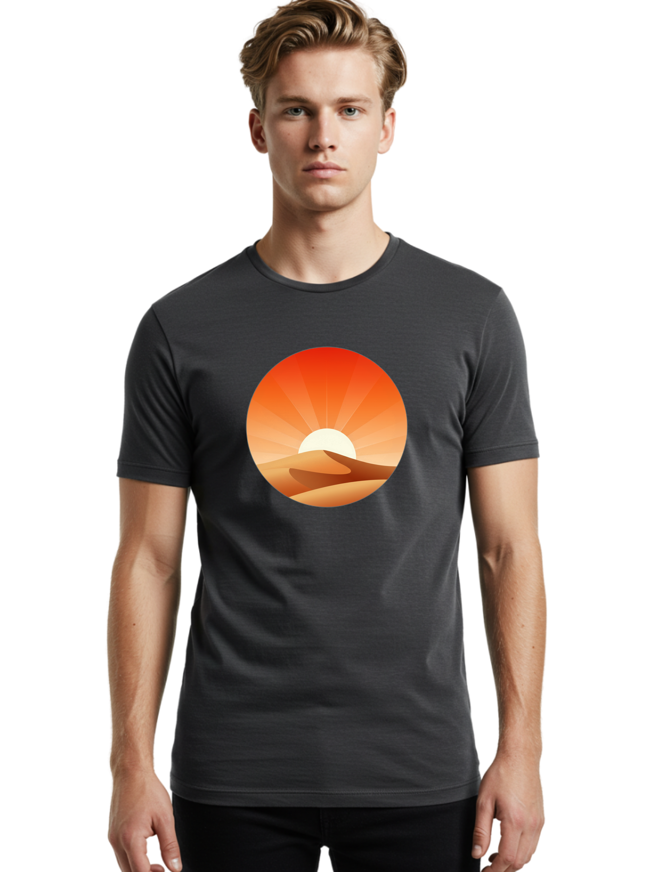 Desert-Sunset Men'S Graphic Tee, 100% Cotton, Comfortable Casual Summer Wear, Machine Washable, Vintage Camera, Old Camera, Antique Camera, Black Camera, Classic Photography, Photography Equipment, Nostalgic Device, Film Camera, Camera Art Bag394