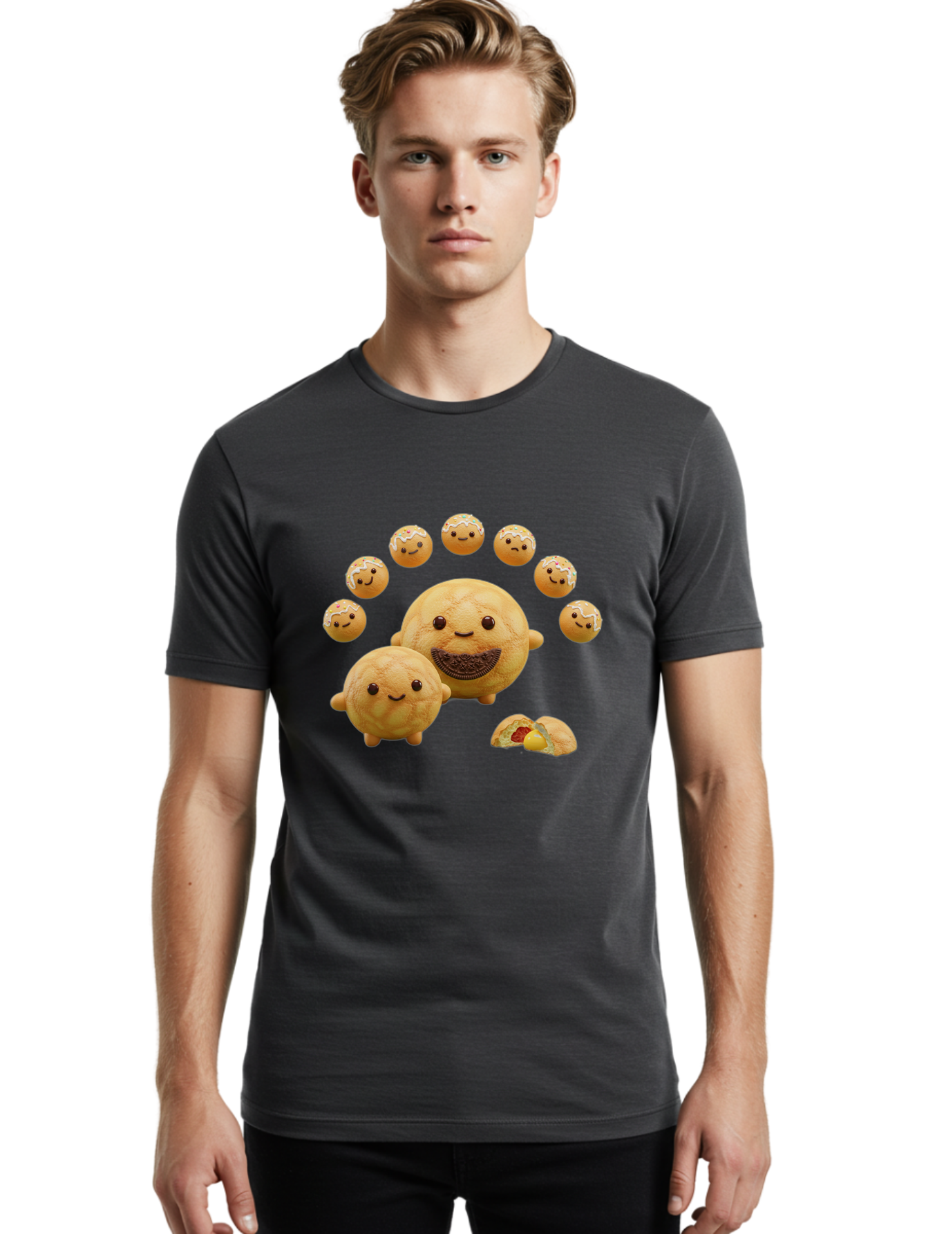 Donuts-With-Faces Men'S Graphic Tee, 100% Cotton, Comfortable Casual Summer Wear, Machine Washable, Vintage Camera, Old Camera, Antique Camera, Black Camera, Classic Photography, Photography Equipment, Nostalgic Device, Film Camera, Camera Art Bag403