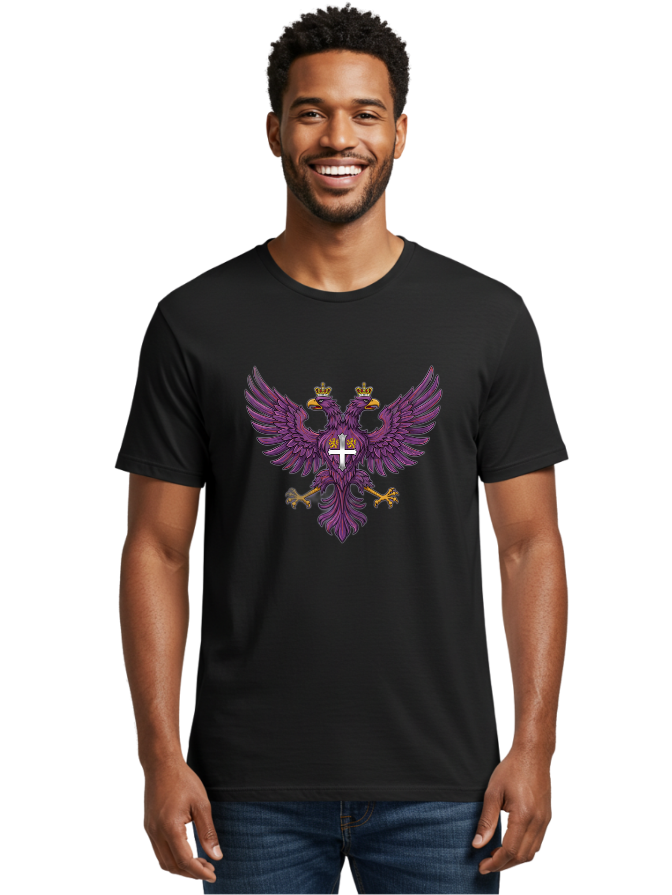 Double-Headed-Eagle-1 Men'S Graphic Tee, 100% Cotton, Comfortable Casual Summer Wear, Machine Washable, Vintage Camera, Old Camera, Antique Camera, Black Camera, Classic Photography, Photography Equipment, Nostalgic Device, Film Camera, Bag405