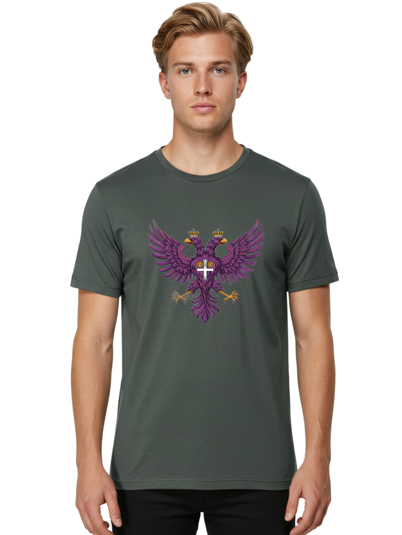 Double-Headed-Eagle-1 Men'S Graphic Tee, 100% Cotton, Comfortable Casual Summer Wear, Machine Washable, Vintage Camera, Old Camera, Antique Camera, Black Camera, Classic Photography, Photography Equipment, Nostalgic Device, Film Camera, Bag405