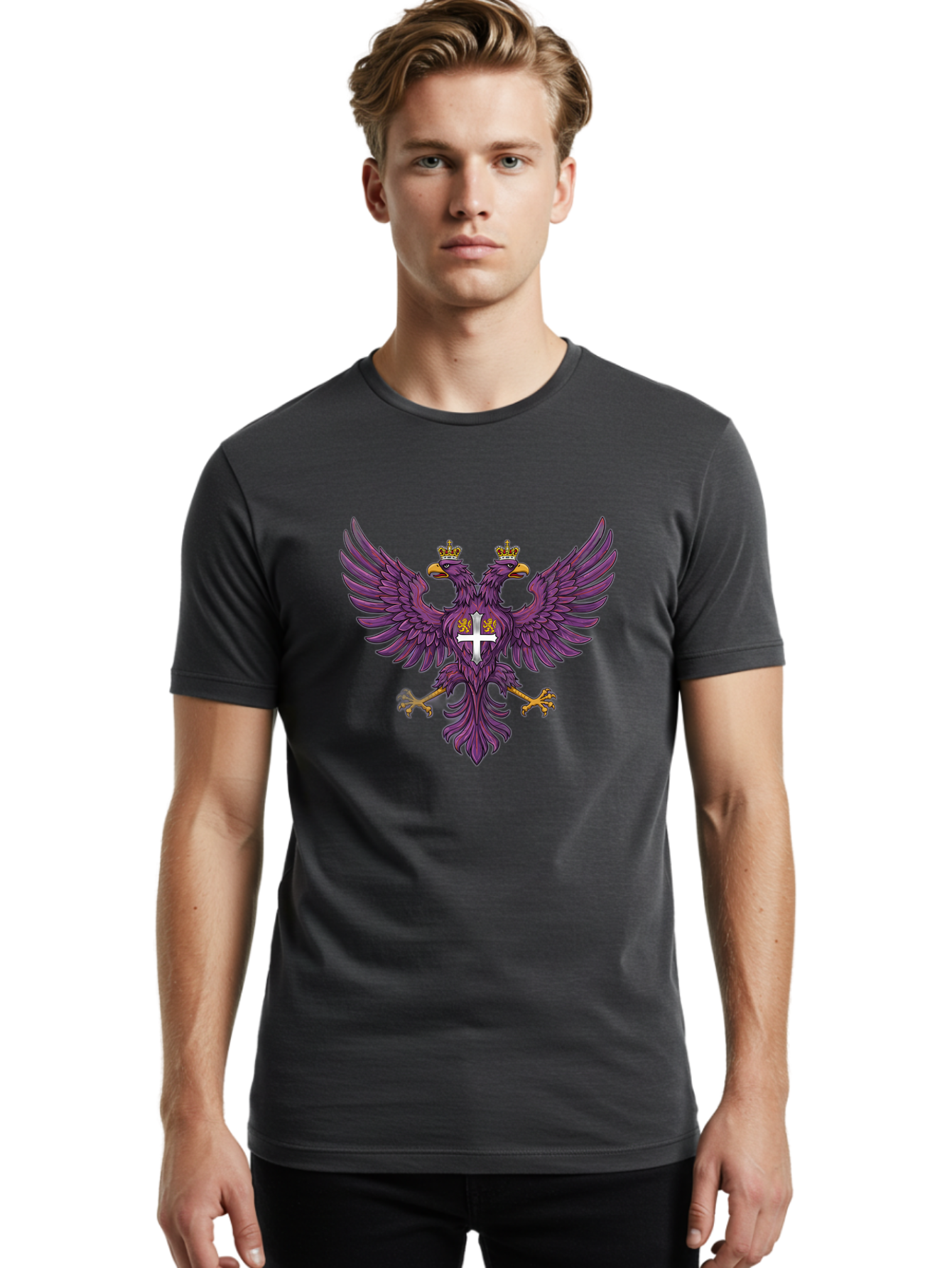 Double-Headed-Eagle-1 Men'S Graphic Tee, 100% Cotton, Comfortable Casual Summer Wear, Machine Washable, Vintage Camera, Old Camera, Antique Camera, Black Camera, Classic Photography, Photography Equipment, Nostalgic Device, Film Camera, Bag405