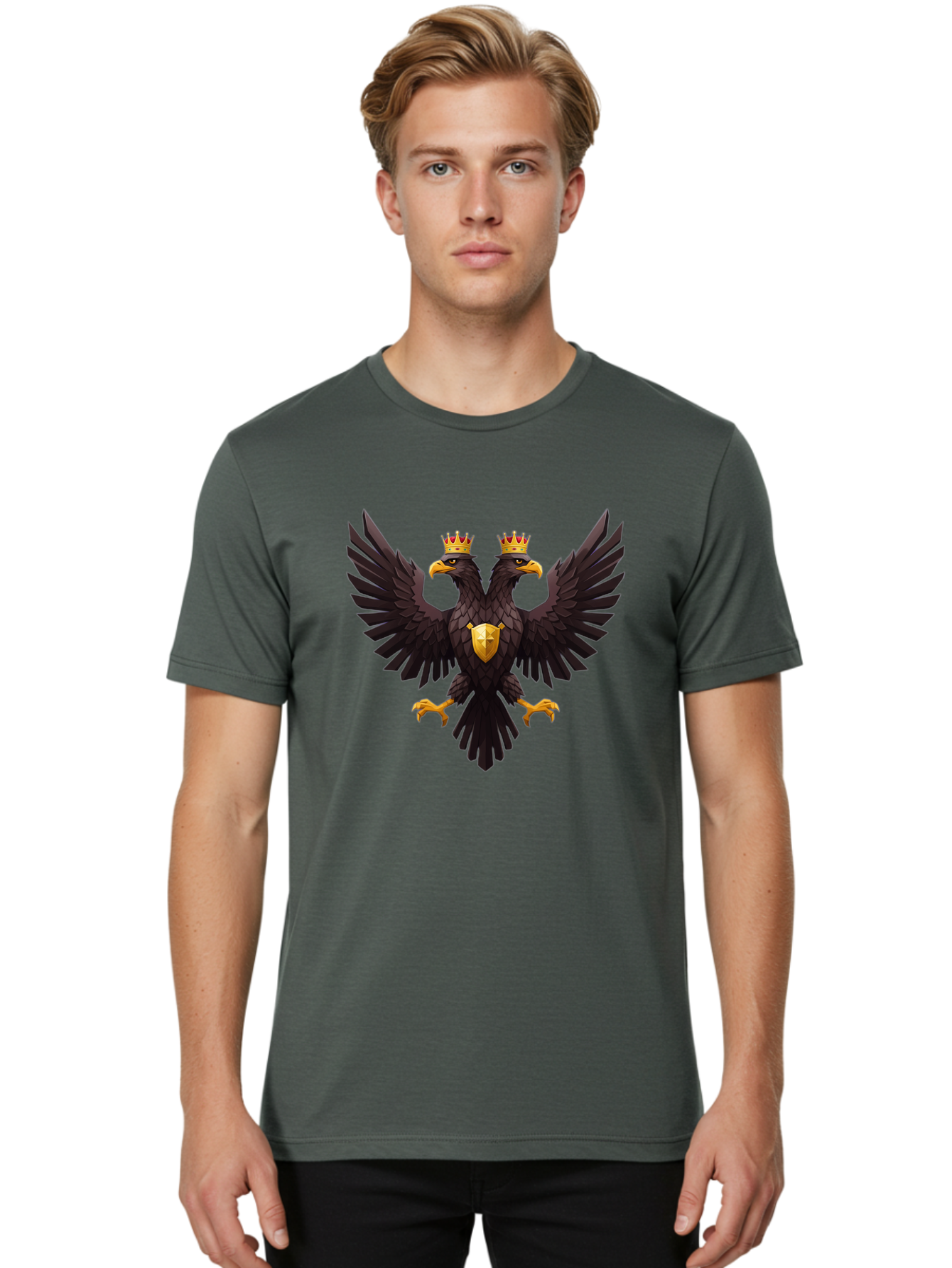 Double-Headed-Eagle-3 Men'S Graphic Tee, 100% Cotton, Comfortable Casual Summer Wear, Machine Washable, Vintage Camera, Old Camera, Antique Camera, Black Camera, Classic Photography, Photography Equipment, Nostalgic Device, Film Camera, Bag407