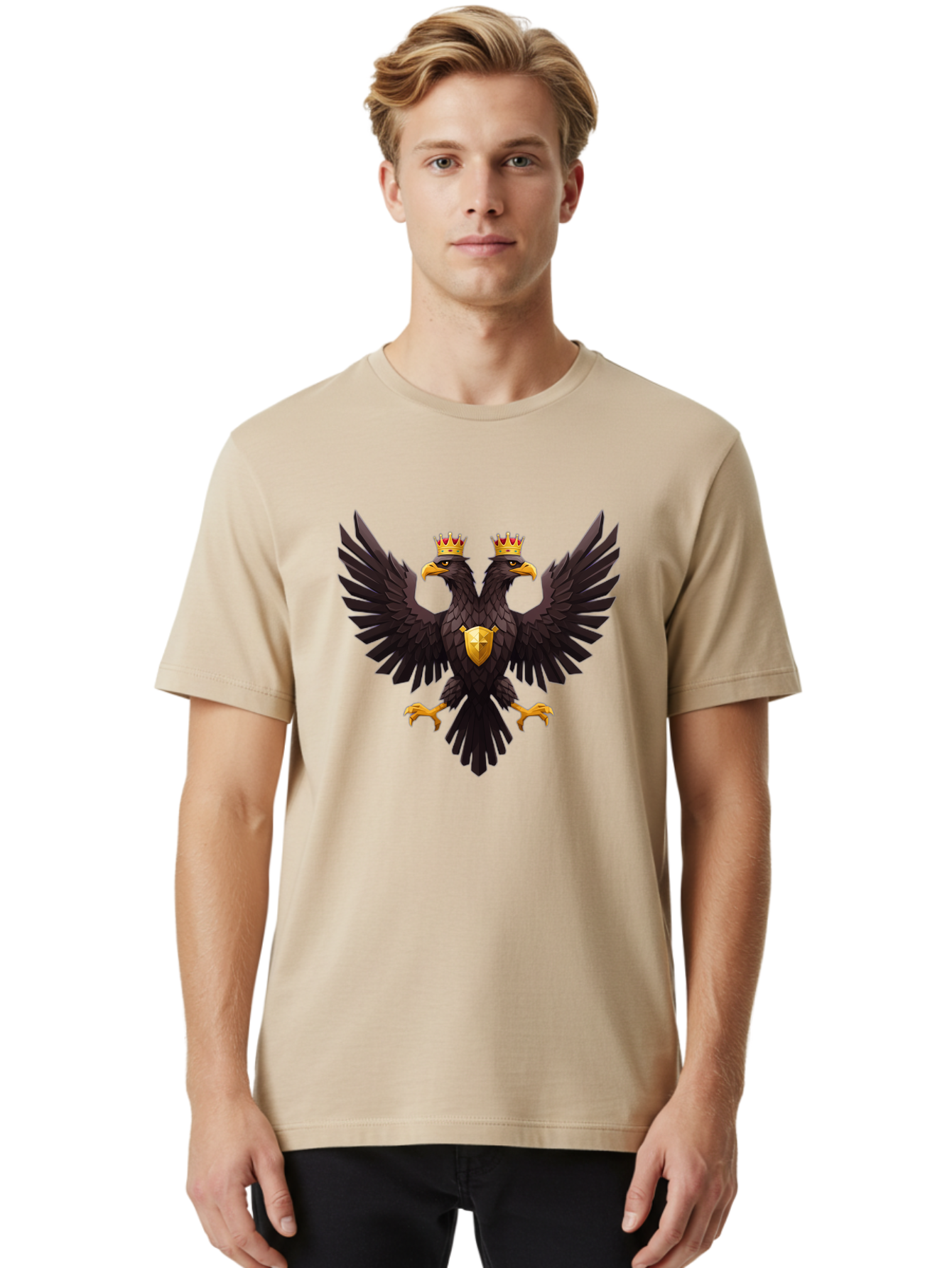 Double-Headed-Eagle-3 Men'S Graphic Tee, 100% Cotton, Comfortable Casual Summer Wear, Machine Washable, Vintage Camera, Old Camera, Antique Camera, Black Camera, Classic Photography, Photography Equipment, Nostalgic Device, Film Camera, Bag407