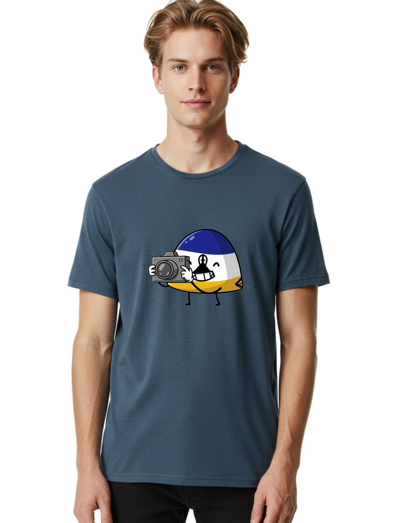 Egg-With-Camera Men'S Graphic Tee, 100% Cotton, Comfortable Casual Summer Wear, Machine Washable, Vintage Camera, Old Camera, Antique Camera, Black Camera, Classic Photography, Photography Equipment, Nostalgic Device, Film Camera, Camera Art Bag422