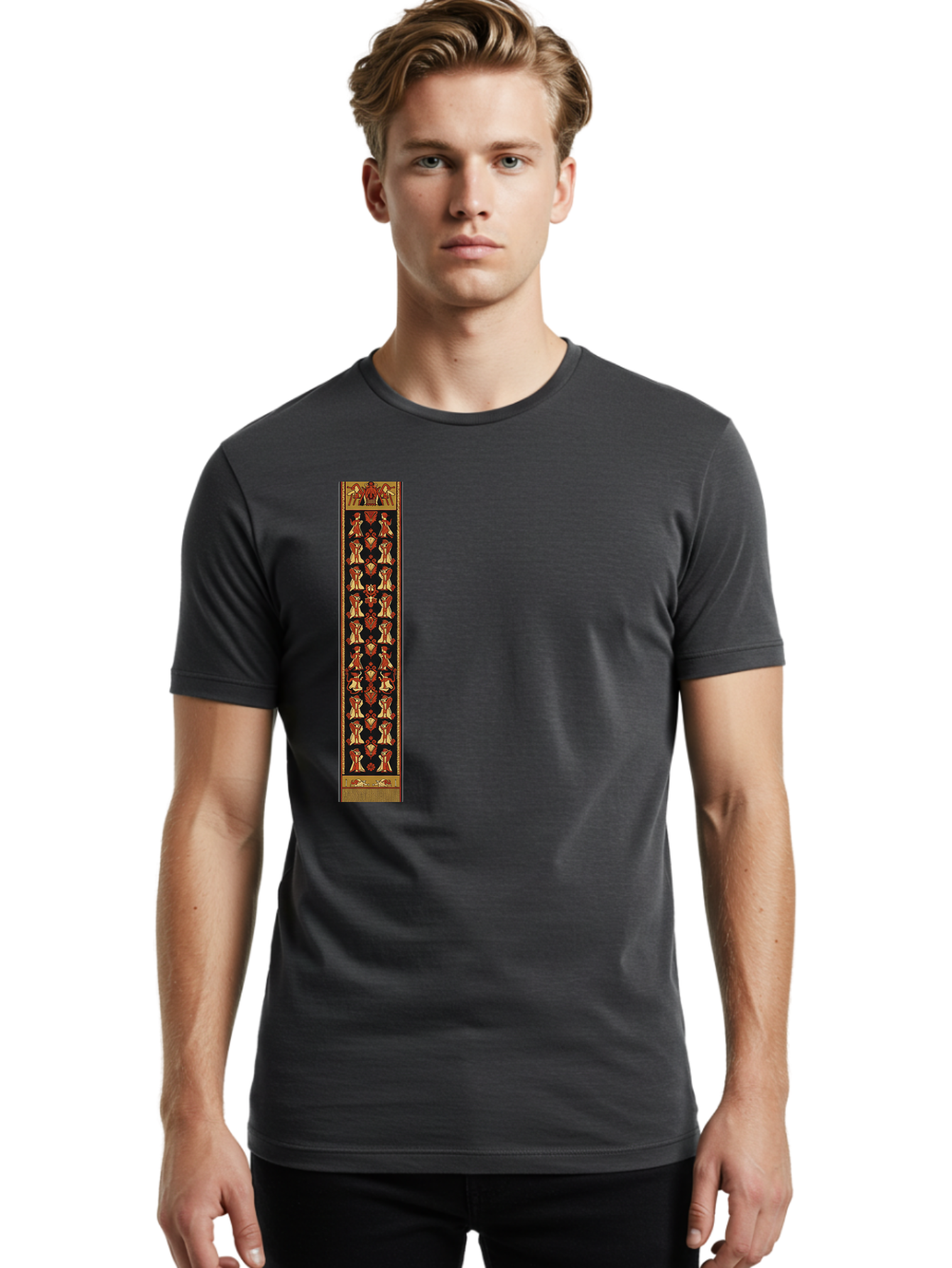 Egyptian-Hieroglyphic-Border Men'S Graphic Tee, 100% Cotton, Comfortable Casual Summer Wear, Machine Washable, Vintage Camera, Old Camera, Antique Camera, Black Camera, Classic Photography, Photography Equipment, Nostalgic Device, Film Camera, Bag423