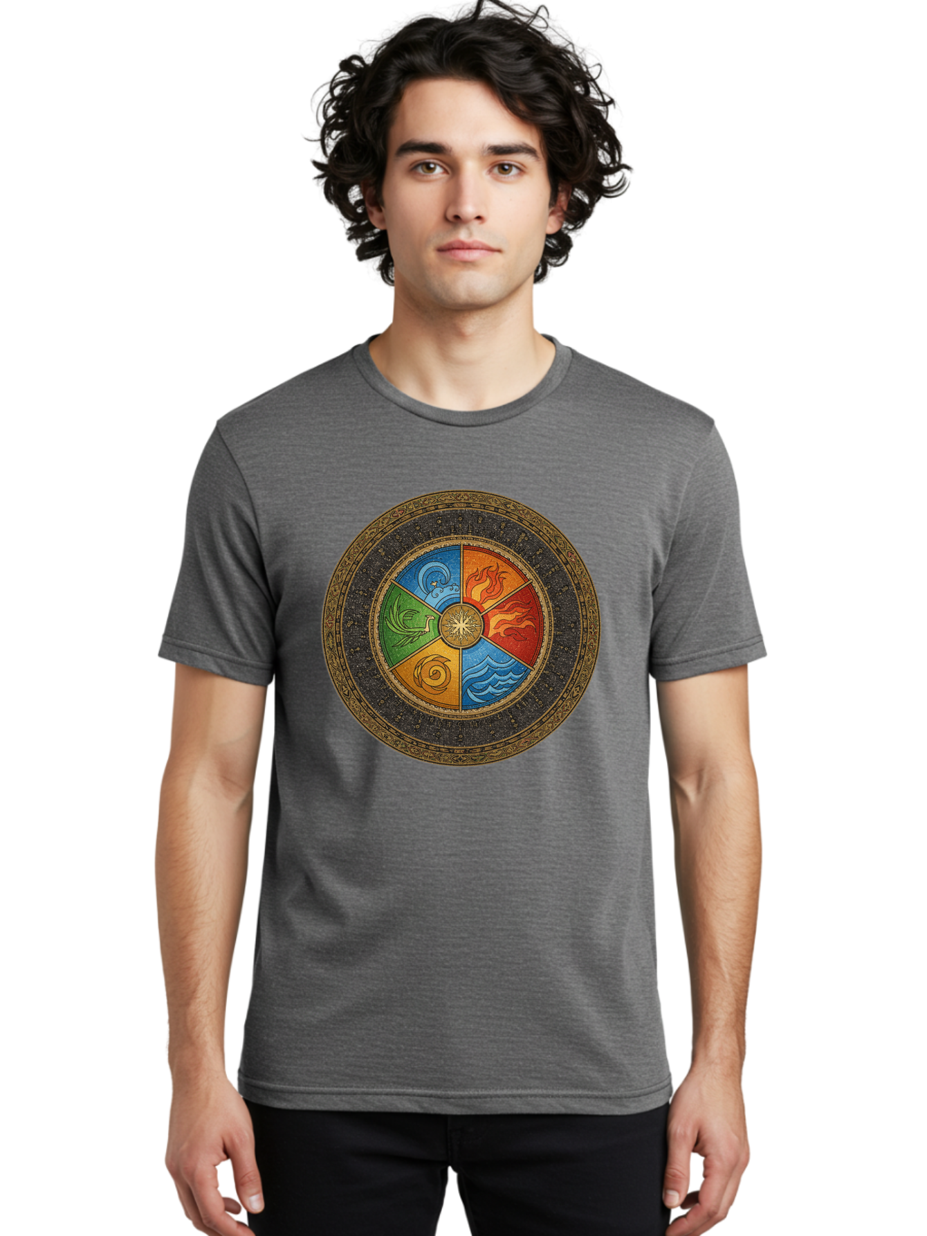 Five-Elements-Circle Men'S Graphic Tee, 100% Cotton, Comfortable Casual Summer Wear, Machine Washable, Vintage Camera, Old Camera, Antique Camera, Black Camera, Classic Photography, Photography Equipment, Nostalgic Device, Film Camera, Bag442