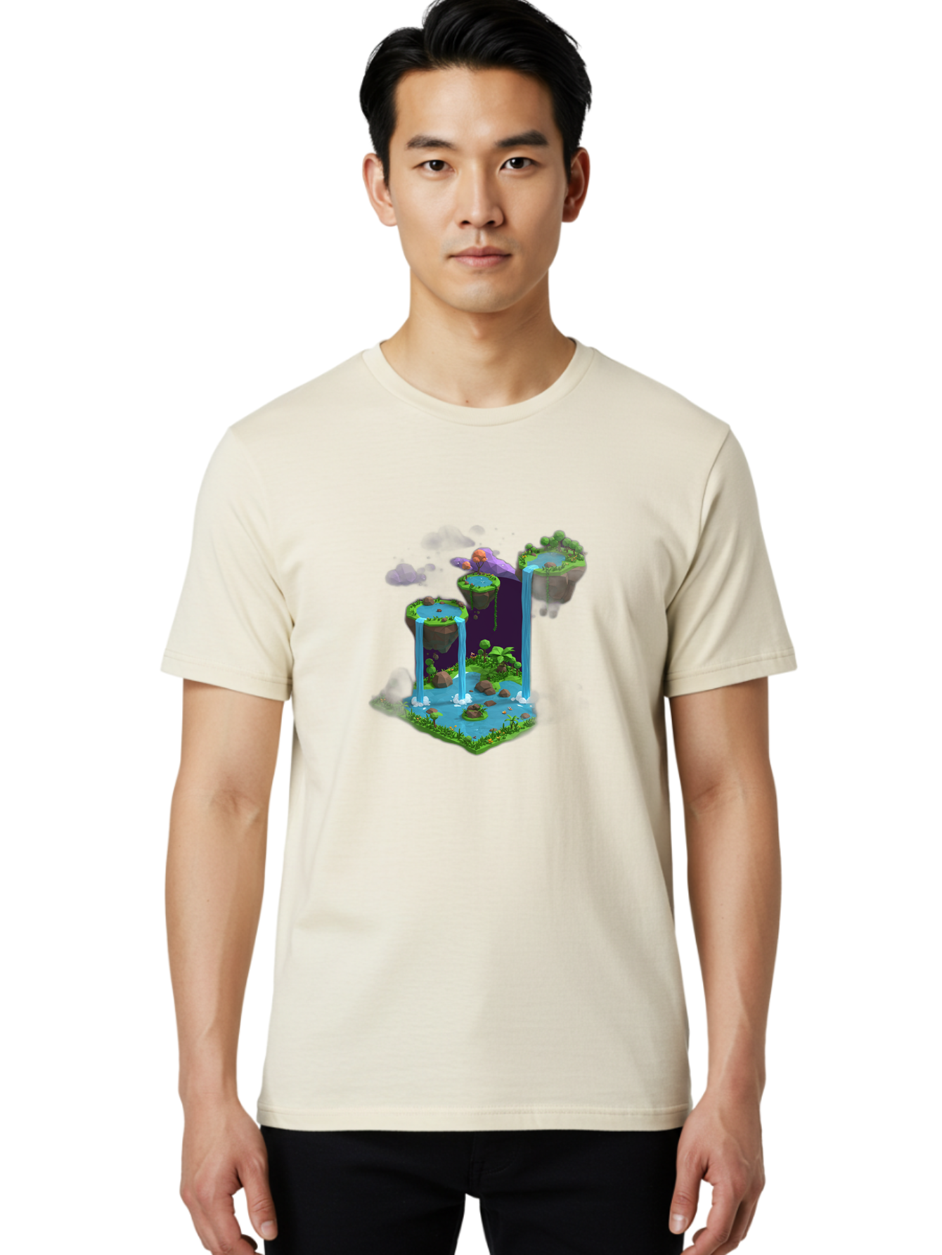 Floating-Islands-Waterfall Men'S Graphic Tee, 100% Cotton, Comfortable Casual Summer Wear, Machine Washable, Vintage Camera, Old Camera, Antique Camera, Black Camera, Classic Photography, Photography Equipment, Nostalgic Device, Film Camera, Bag449