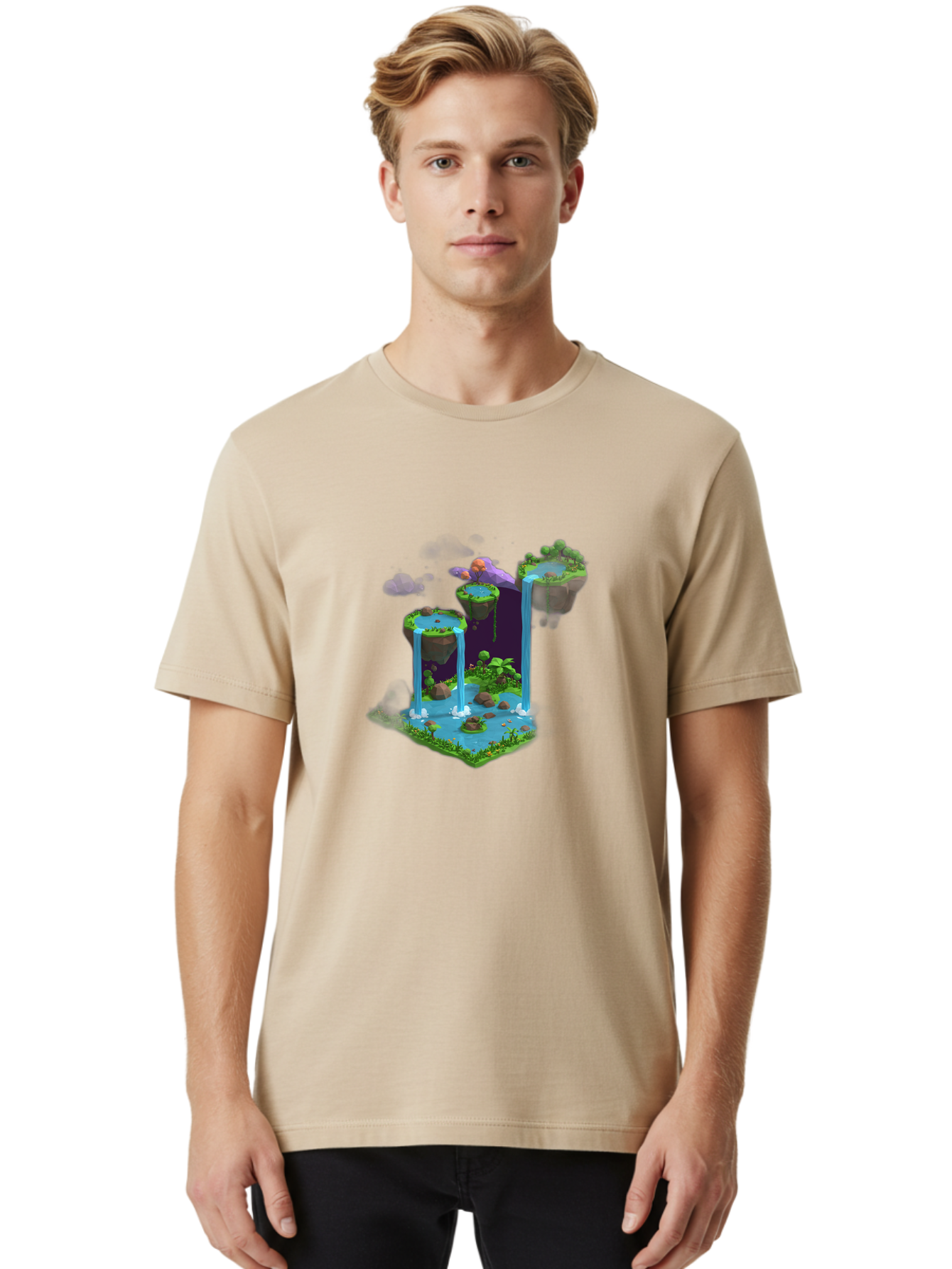 Floating-Islands-Waterfall Men'S Graphic Tee, 100% Cotton, Comfortable Casual Summer Wear, Machine Washable, Vintage Camera, Old Camera, Antique Camera, Black Camera, Classic Photography, Photography Equipment, Nostalgic Device, Film Camera, Bag449
