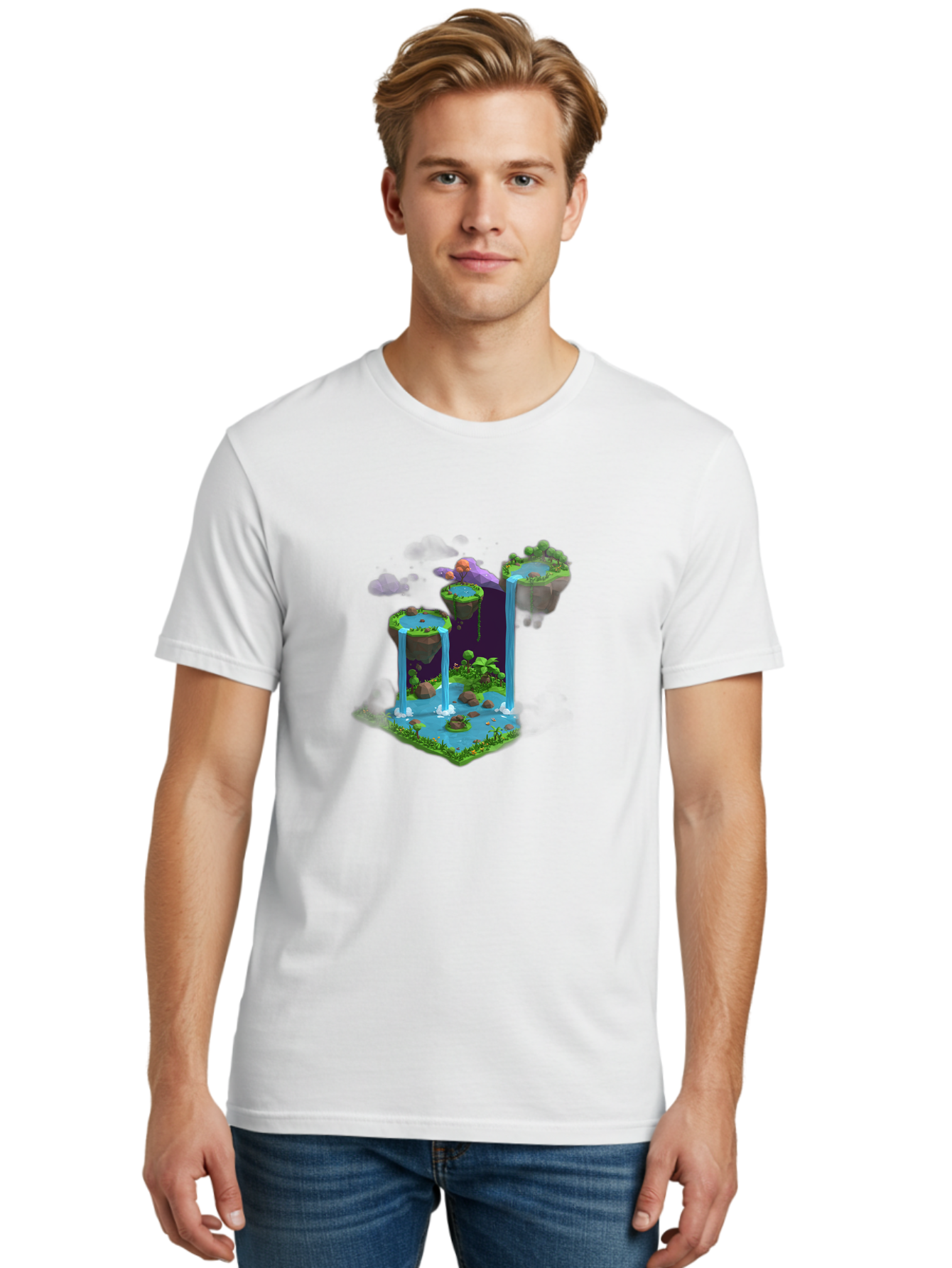 Floating-Islands-Waterfall Men'S Graphic Tee, 100% Cotton, Comfortable Casual Summer Wear, Machine Washable, Vintage Camera, Old Camera, Antique Camera, Black Camera, Classic Photography, Photography Equipment, Nostalgic Device, Film Camera, Bag449