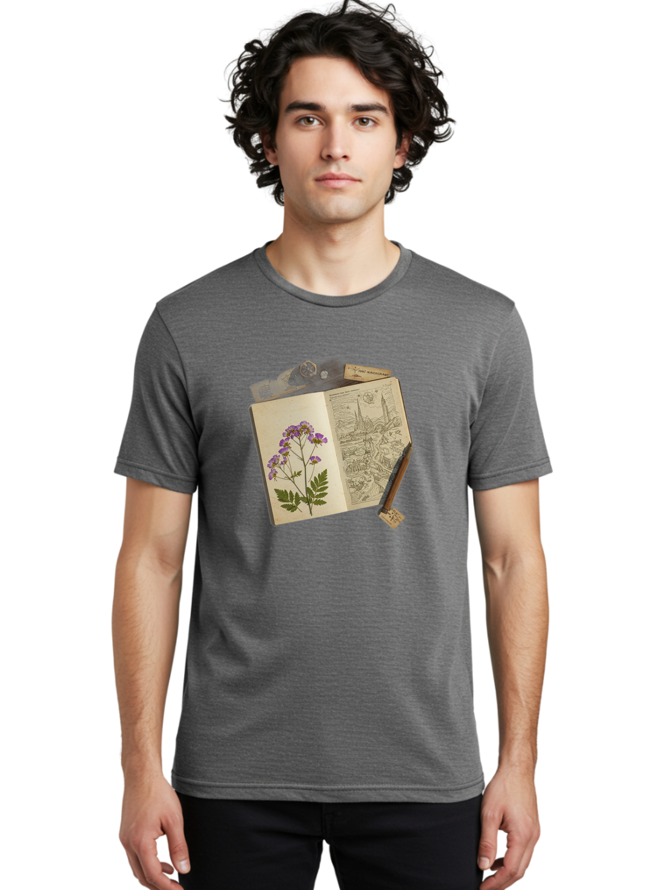 Flora-Illustration-Book Men'S Graphic Tee, 100% Cotton, Comfortable Casual Summer Wear, Machine Washable, Vintage Camera, Old Camera, Antique Camera, Black Camera, Classic Photography, Photography Equipment, Nostalgic Device, Film Camera, Bag455