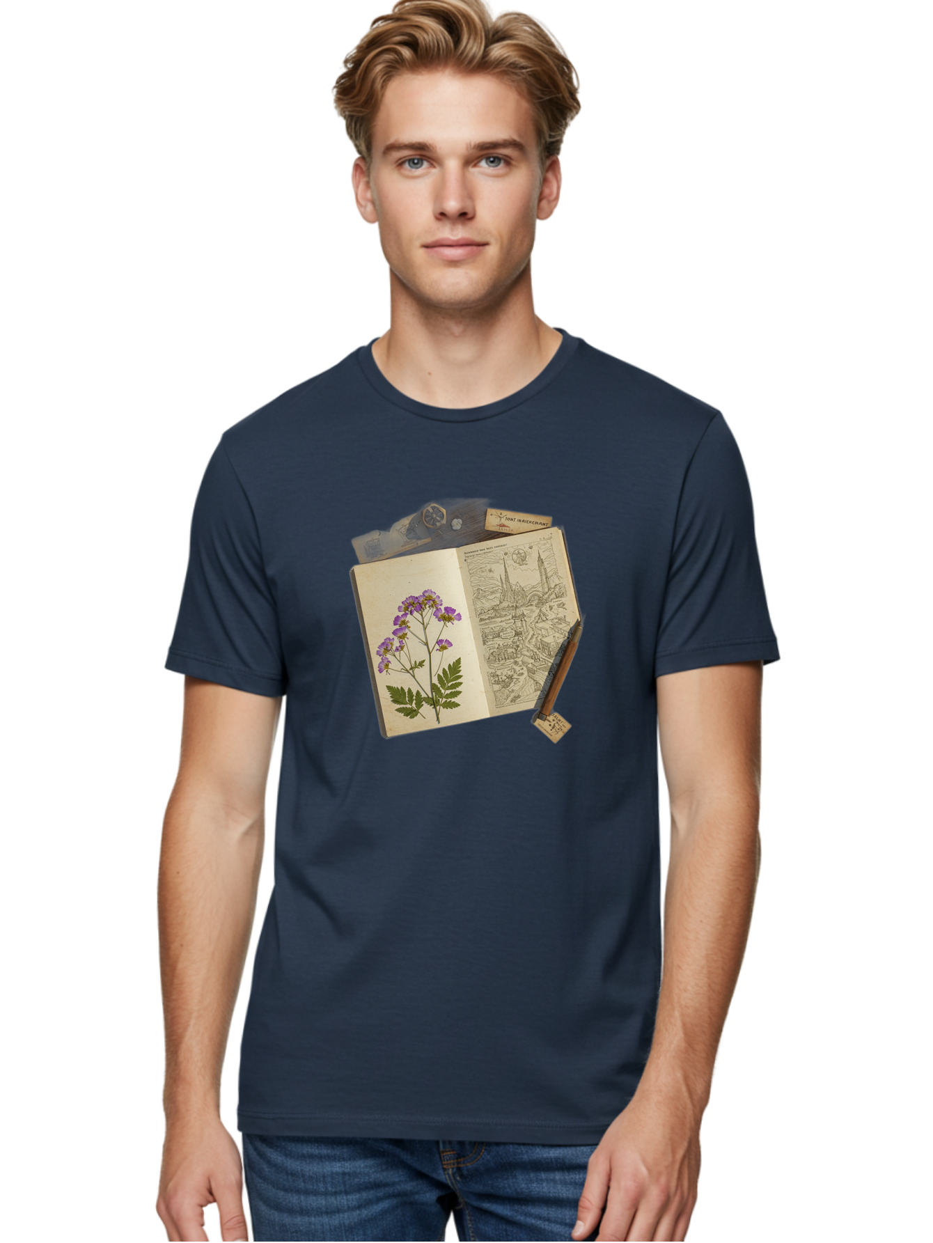 Flora-Illustration-Book Men'S Graphic Tee, 100% Cotton, Comfortable Casual Summer Wear, Machine Washable, Vintage Camera, Old Camera, Antique Camera, Black Camera, Classic Photography, Photography Equipment, Nostalgic Device, Film Camera, Bag455