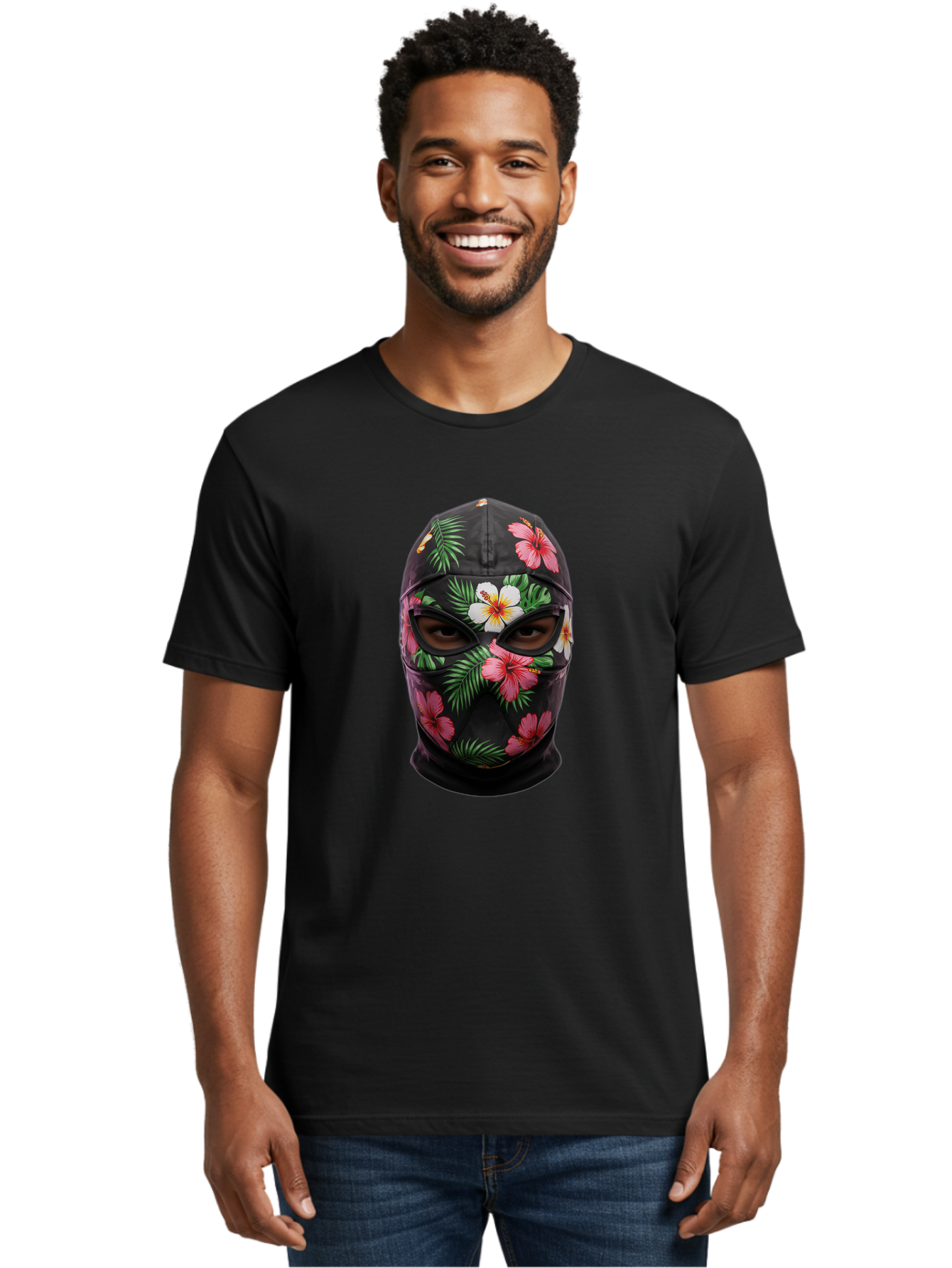 Floral-Balaclava-Mask Men'S Graphic Tee, 100% Cotton, Comfortable Casual Summer Wear, Machine Washable, Vintage Camera, Old Camera, Antique Camera, Black Camera, Classic Photography, Photography Equipment, Nostalgic Device, Film Camera, Bag456