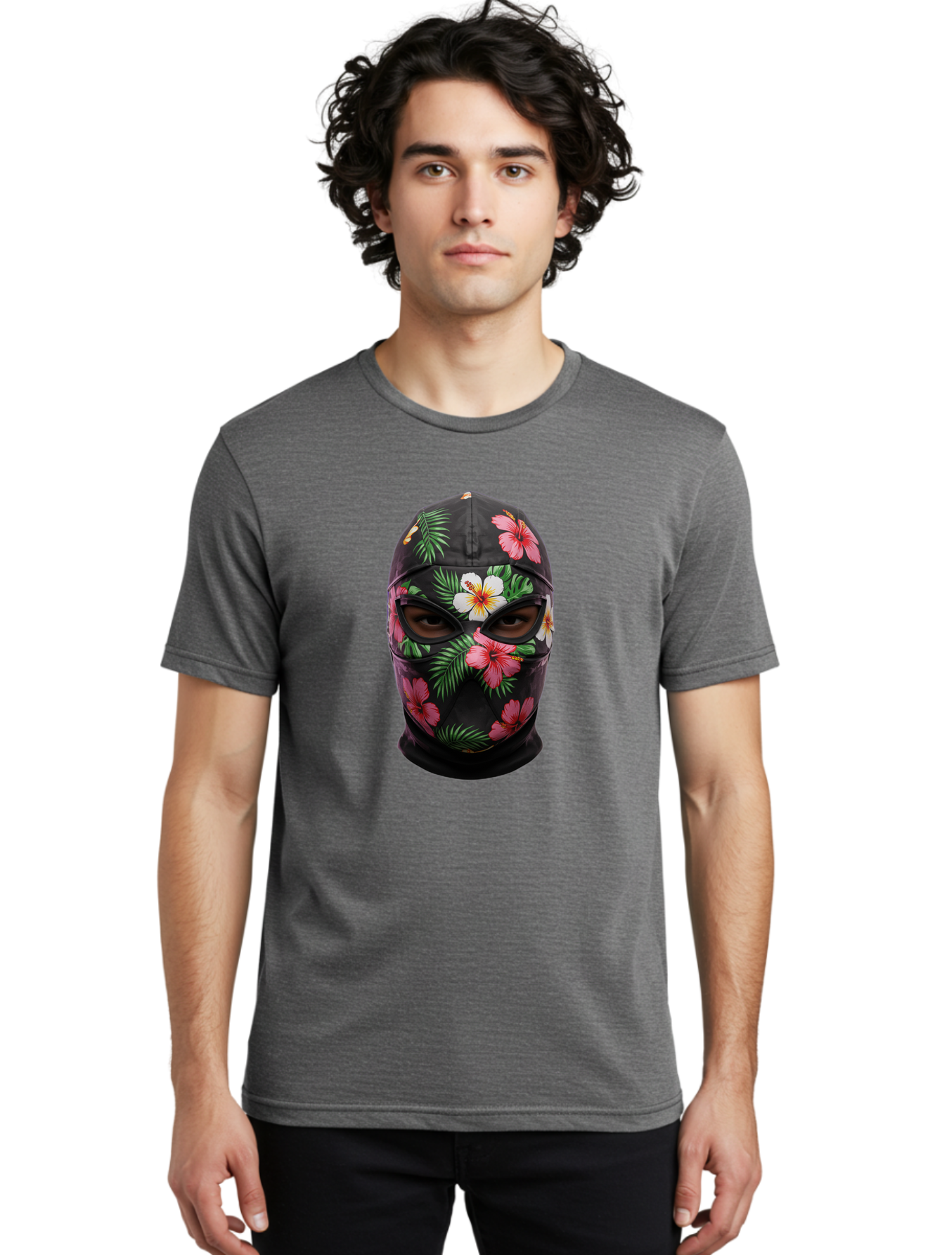 Floral-Balaclava-Mask Men'S Graphic Tee, 100% Cotton, Comfortable Casual Summer Wear, Machine Washable, Vintage Camera, Old Camera, Antique Camera, Black Camera, Classic Photography, Photography Equipment, Nostalgic Device, Film Camera, Bag456