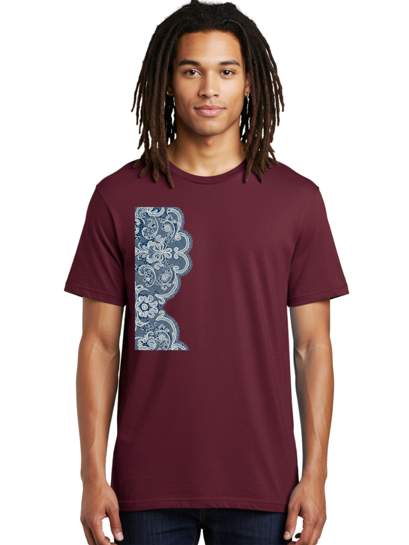 Floral-Lace-Border Men'S Graphic Tee, 100% Cotton, Comfortable Casual Summer Wear, Machine Washable, Vintage Camera, Old Camera, Antique Camera, Black Camera, Classic Photography, Photography Equipment, Nostalgic Device, Film Camera, Bag460