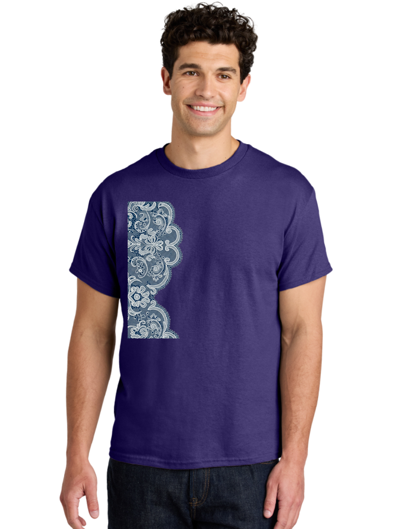 Floral-Lace-Border Men'S Graphic Tee, 100% Cotton, Comfortable Casual Summer Wear, Machine Washable, Vintage Camera, Old Camera, Antique Camera, Black Camera, Classic Photography, Photography Equipment, Nostalgic Device, Film Camera, Bag460