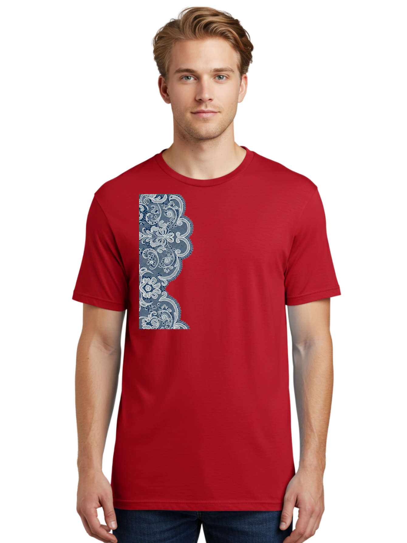 Floral-Lace-Border Men'S Graphic Tee, 100% Cotton, Comfortable Casual Summer Wear, Machine Washable, Vintage Camera, Old Camera, Antique Camera, Black Camera, Classic Photography, Photography Equipment, Nostalgic Device, Film Camera, Bag460