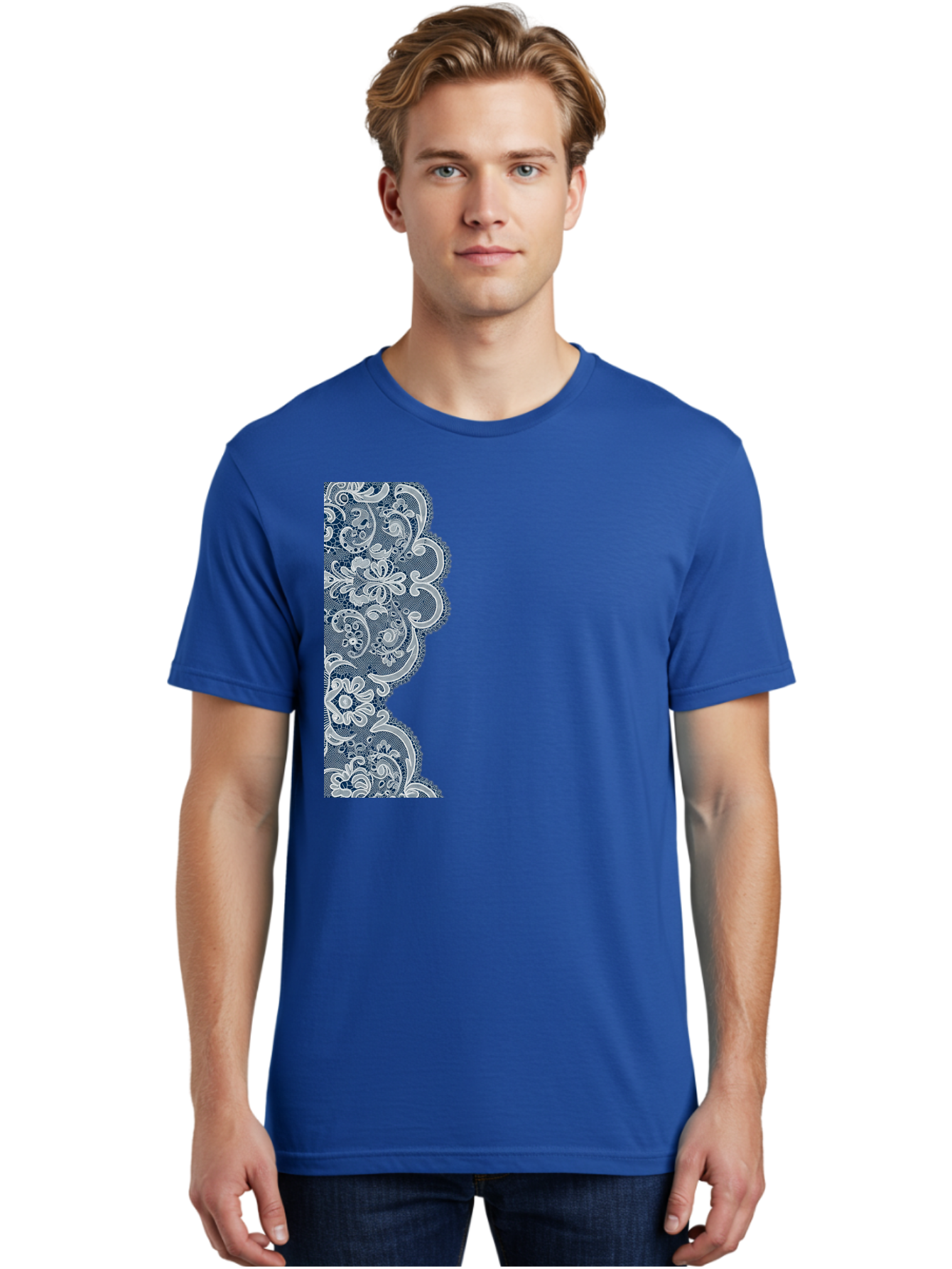 Floral-Lace-Border Men'S Graphic Tee, 100% Cotton, Comfortable Casual Summer Wear, Machine Washable, Vintage Camera, Old Camera, Antique Camera, Black Camera, Classic Photography, Photography Equipment, Nostalgic Device, Film Camera, Bag460