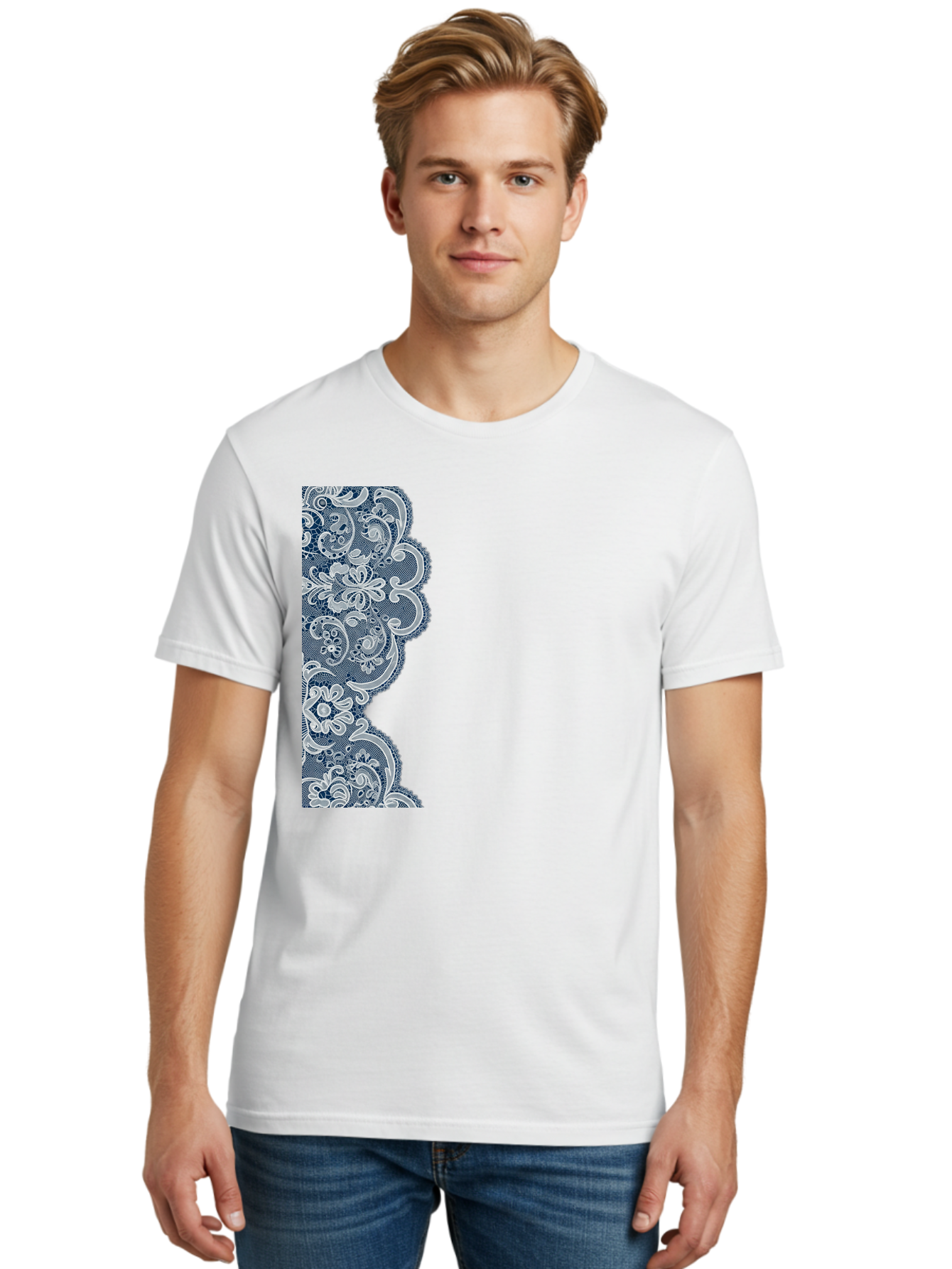 Floral-Lace-Border Men'S Graphic Tee, 100% Cotton, Comfortable Casual Summer Wear, Machine Washable, Vintage Camera, Old Camera, Antique Camera, Black Camera, Classic Photography, Photography Equipment, Nostalgic Device, Film Camera, Bag460