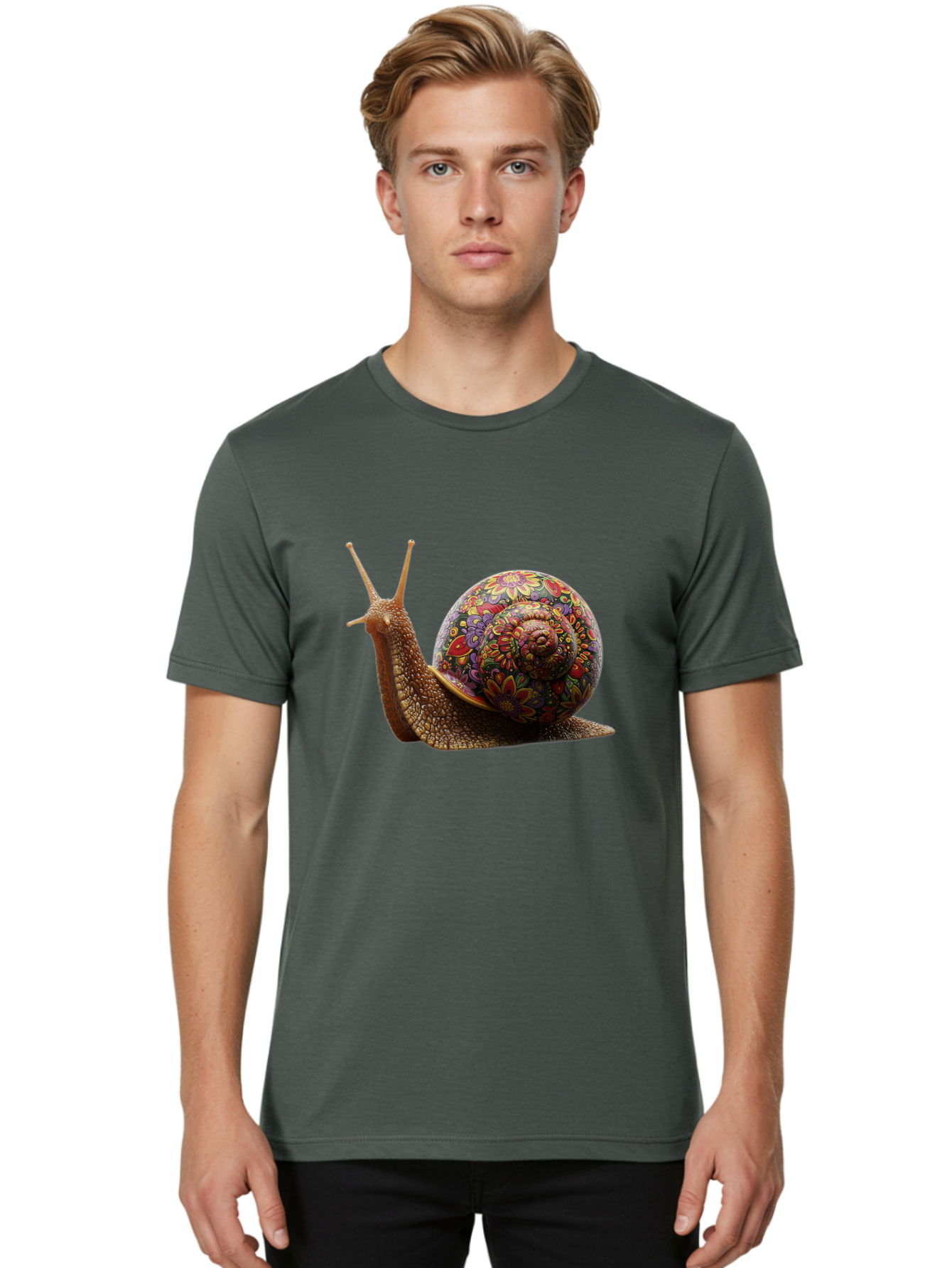 Floral-Snail-3 Men'S Graphic Tee, 100% Cotton, Comfortable Casual Summer Wear, Machine Washable, Vintage Camera, Old Camera, Antique Camera, Black Camera, Classic Photography, Photography Equipment, Nostalgic Device, Film Camera, Camera Art Bag465