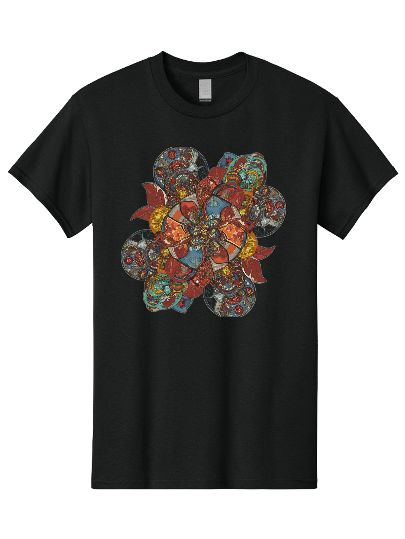 Flower-Mandala Men'S Graphic Tee, 100% Cotton, Comfortable Casual Summer Wear, Machine Washable, Vintage Camera, Old Camera, Antique Camera, Black Camera, Classic Photography, Photography Equipment, Nostalgic Device, Film Camera, Camera Art Bag472