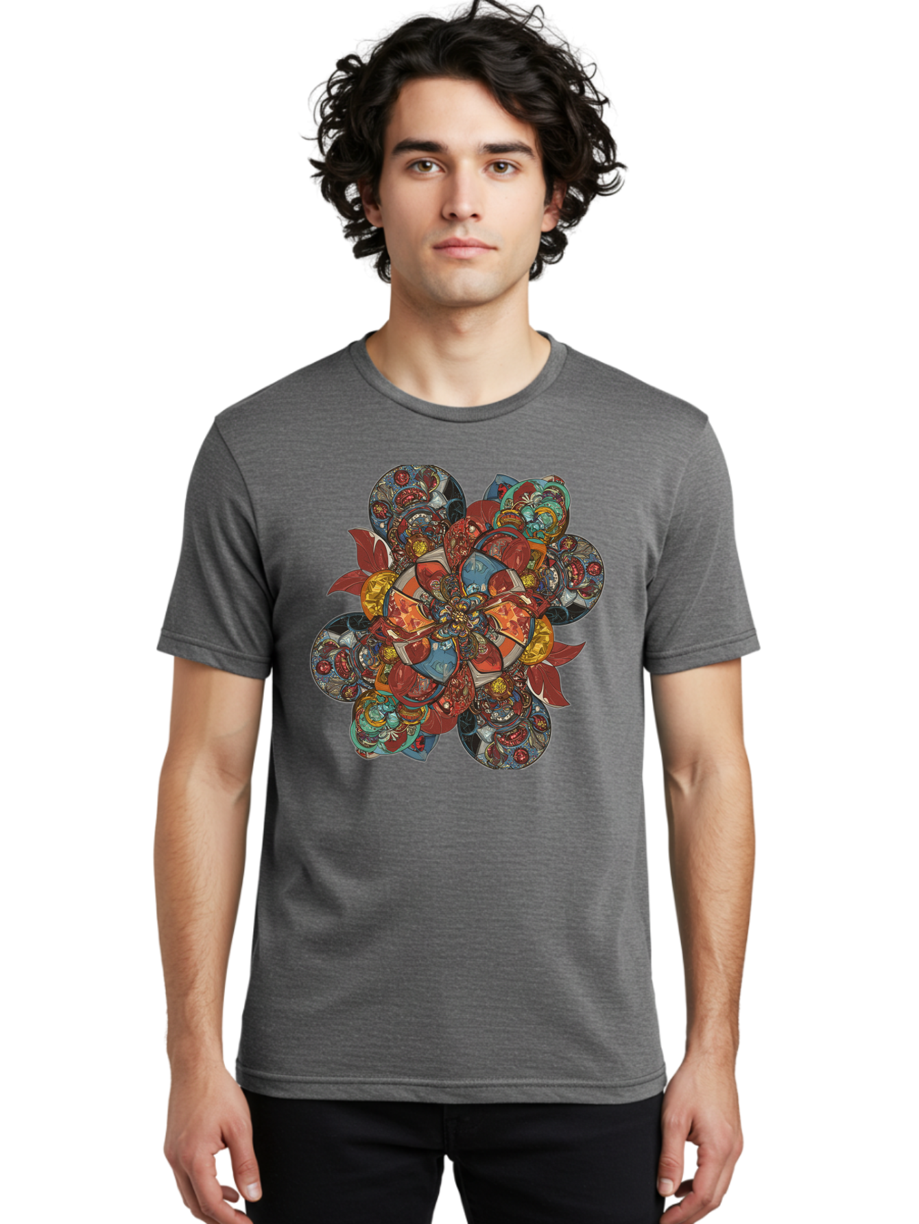 Flower-Mandala Men'S Graphic Tee, 100% Cotton, Comfortable Casual Summer Wear, Machine Washable, Vintage Camera, Old Camera, Antique Camera, Black Camera, Classic Photography, Photography Equipment, Nostalgic Device, Film Camera, Camera Art Bag472