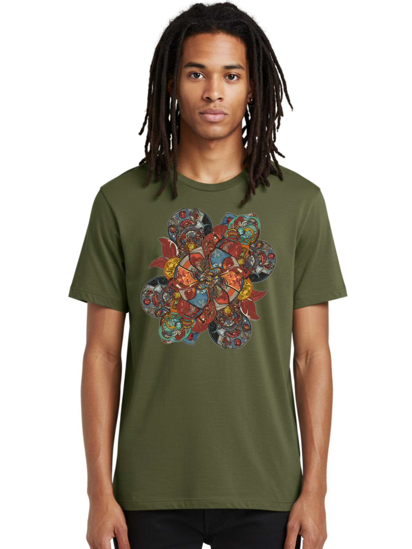 Flower-Mandala Men'S Graphic Tee, 100% Cotton, Comfortable Casual Summer Wear, Machine Washable, Vintage Camera, Old Camera, Antique Camera, Black Camera, Classic Photography, Photography Equipment, Nostalgic Device, Film Camera, Camera Art Bag472