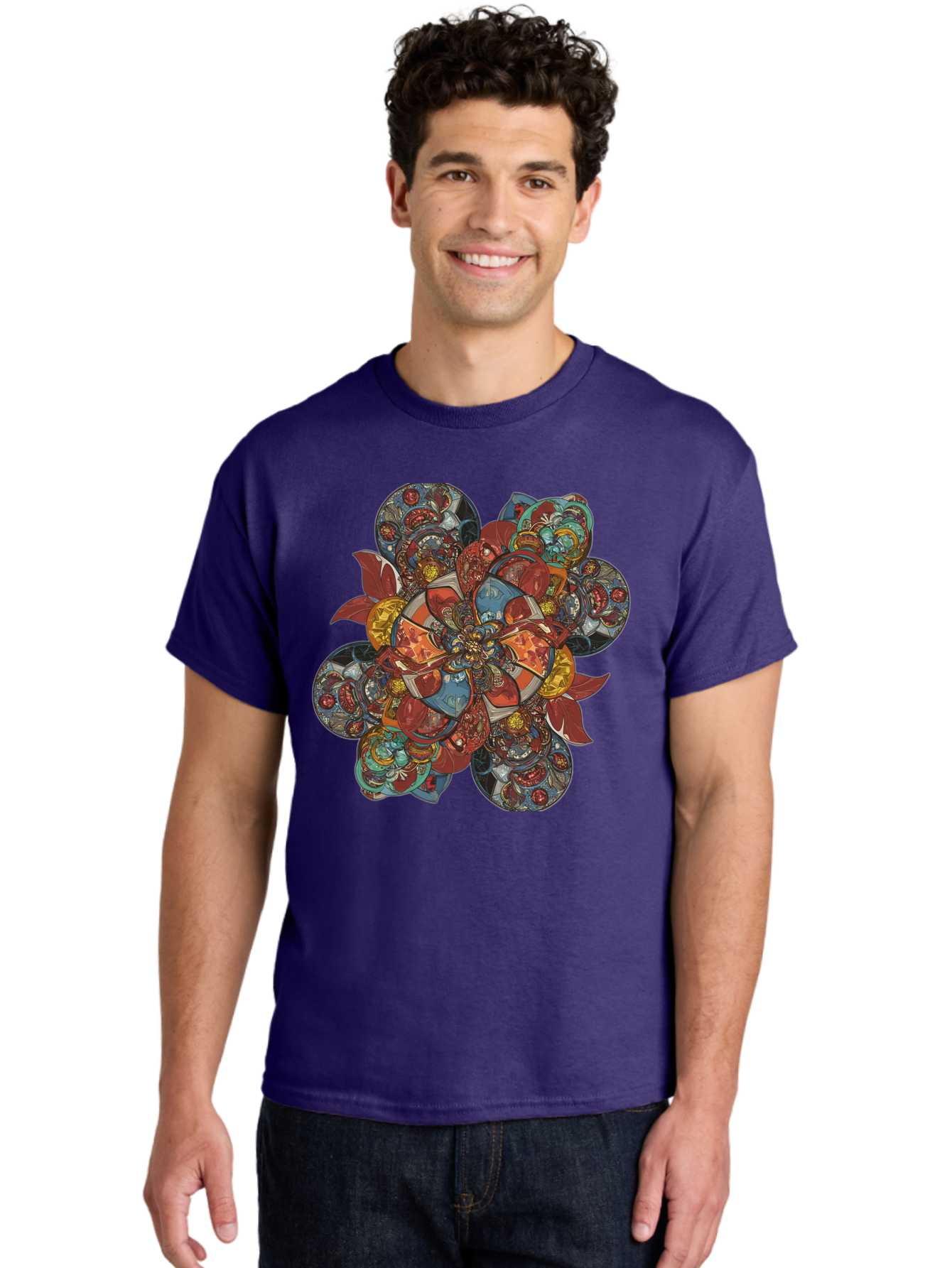 Flower-Mandala Men'S Graphic Tee, 100% Cotton, Comfortable Casual Summer Wear, Machine Washable, Vintage Camera, Old Camera, Antique Camera, Black Camera, Classic Photography, Photography Equipment, Nostalgic Device, Film Camera, Camera Art Bag472
