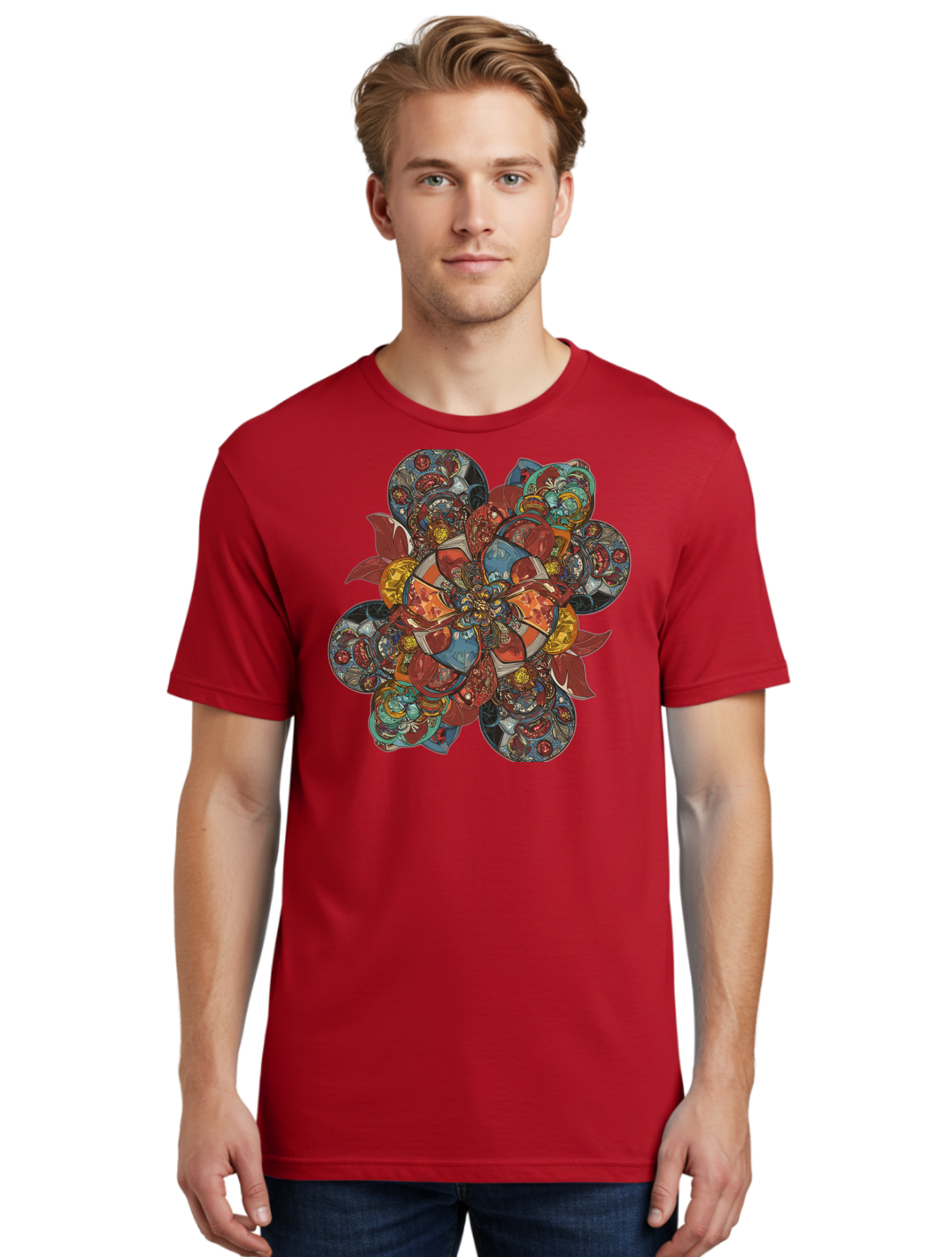 Flower-Mandala Men'S Graphic Tee, 100% Cotton, Comfortable Casual Summer Wear, Machine Washable, Vintage Camera, Old Camera, Antique Camera, Black Camera, Classic Photography, Photography Equipment, Nostalgic Device, Film Camera, Camera Art Bag472