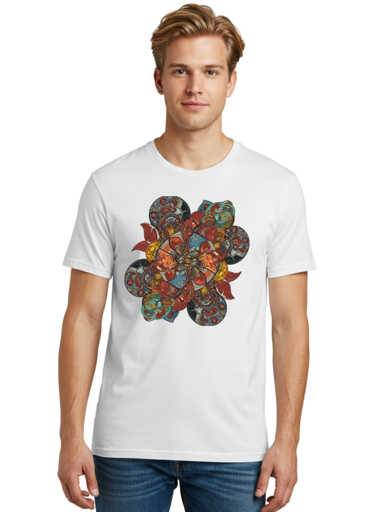 Flower-Mandala Men'S Graphic Tee, 100% Cotton, Comfortable Casual Summer Wear, Machine Washable, Vintage Camera, Old Camera, Antique Camera, Black Camera, Classic Photography, Photography Equipment, Nostalgic Device, Film Camera, Camera Art Bag472