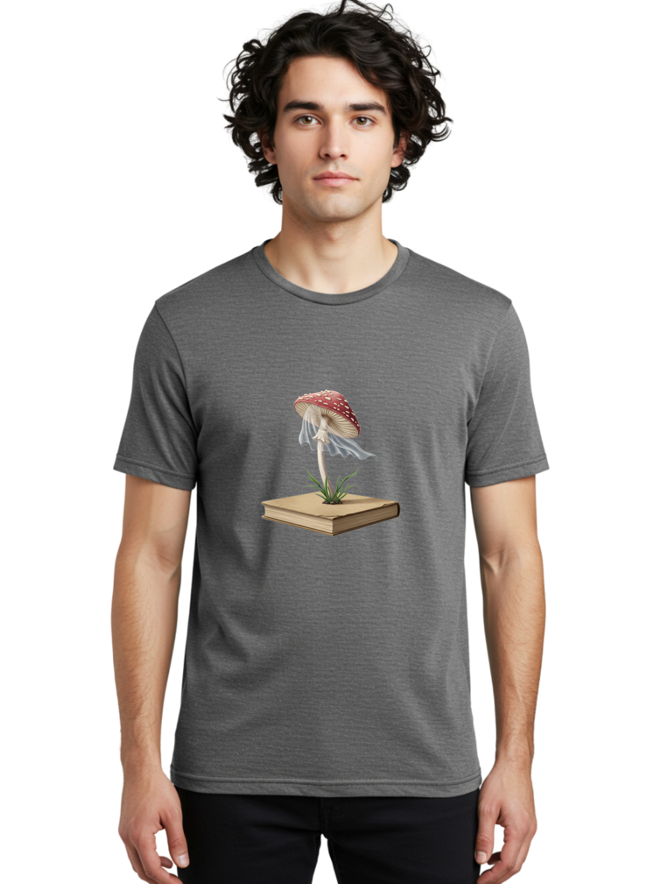 Fly-Agaric-Mushroom-On-Book Men'S Graphic Tee, 100% Cotton, Comfortable Casual Summer Wear, Machine Washable, Vintage Camera, Old Camera, Antique Camera, Black Camera, Classic Photography, Photography Equipment, Nostalgic Device, Film Camera, Bag474