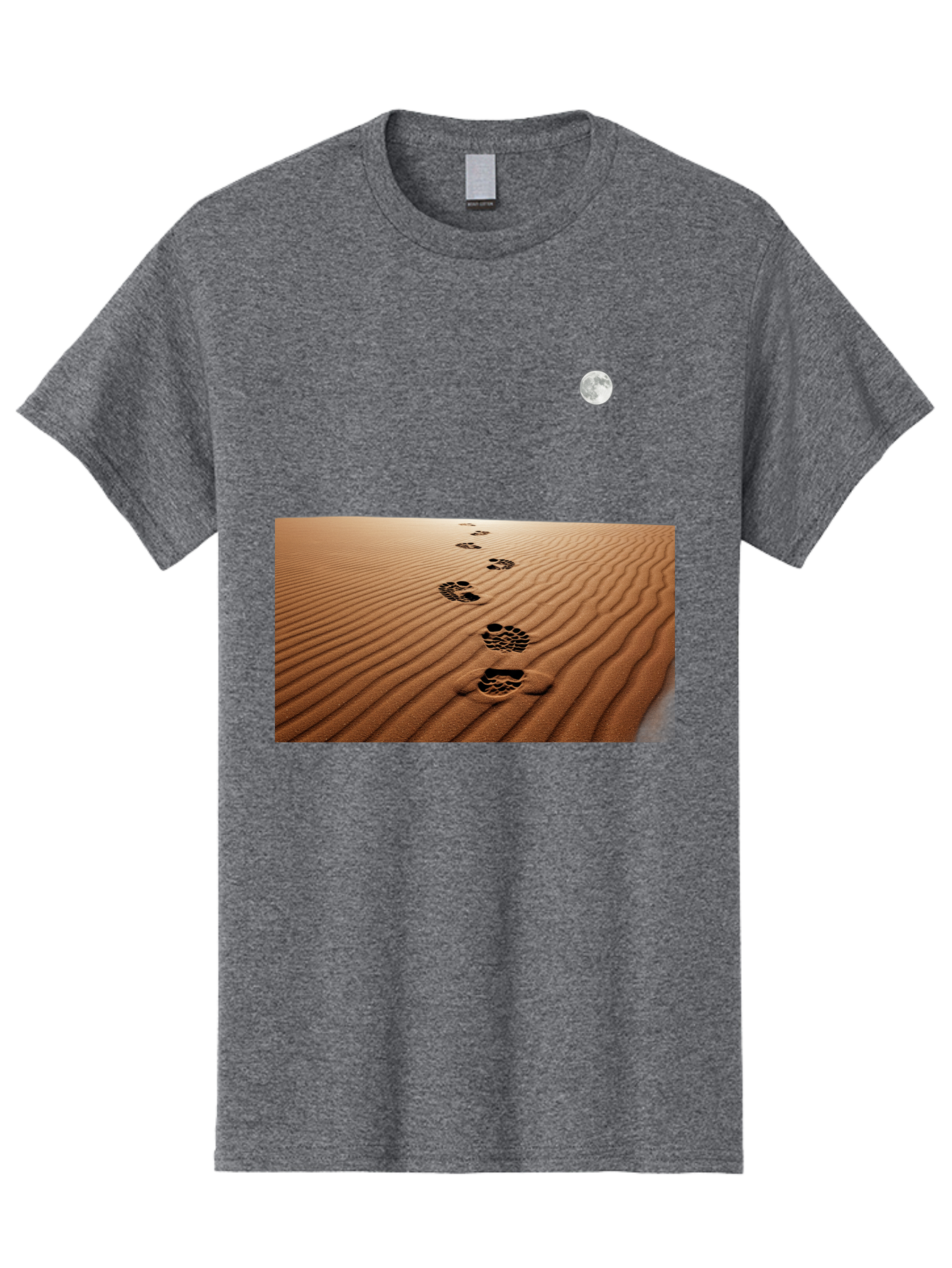 Footprints-In-Sand-Under-Moon Men'S Graphic Tee, 100% Cotton, Comfortable Casual Summer Wear, Machine Washable, Vintage Camera, Old Camera, Antique Camera, Black Camera, Classic Photography, Photography Equipment, Nostalgic Device, Bag487