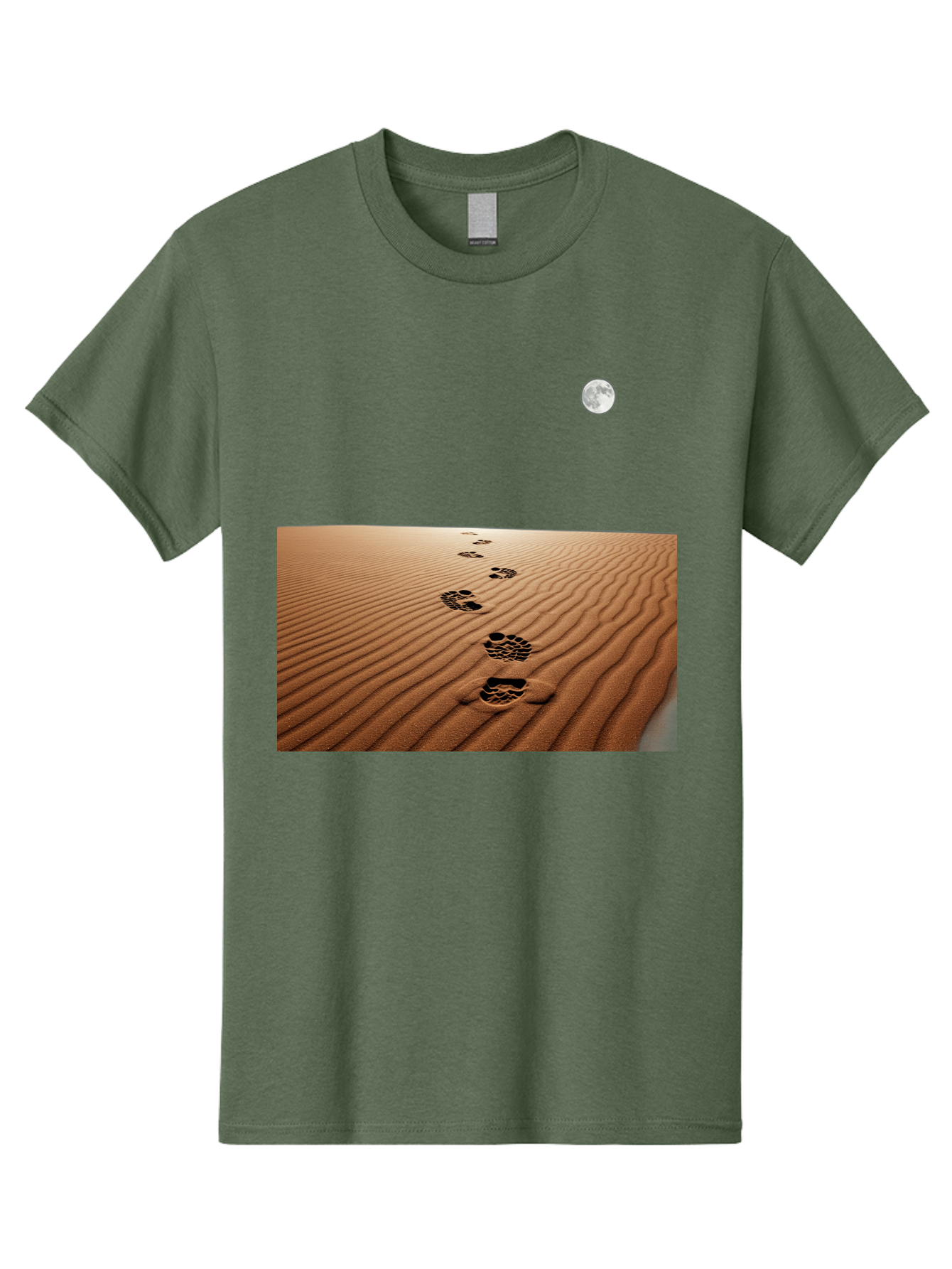 Footprints-In-Sand-Under-Moon Men'S Graphic Tee, 100% Cotton, Comfortable Casual Summer Wear, Machine Washable, Vintage Camera, Old Camera, Antique Camera, Black Camera, Classic Photography, Photography Equipment, Nostalgic Device, Bag487