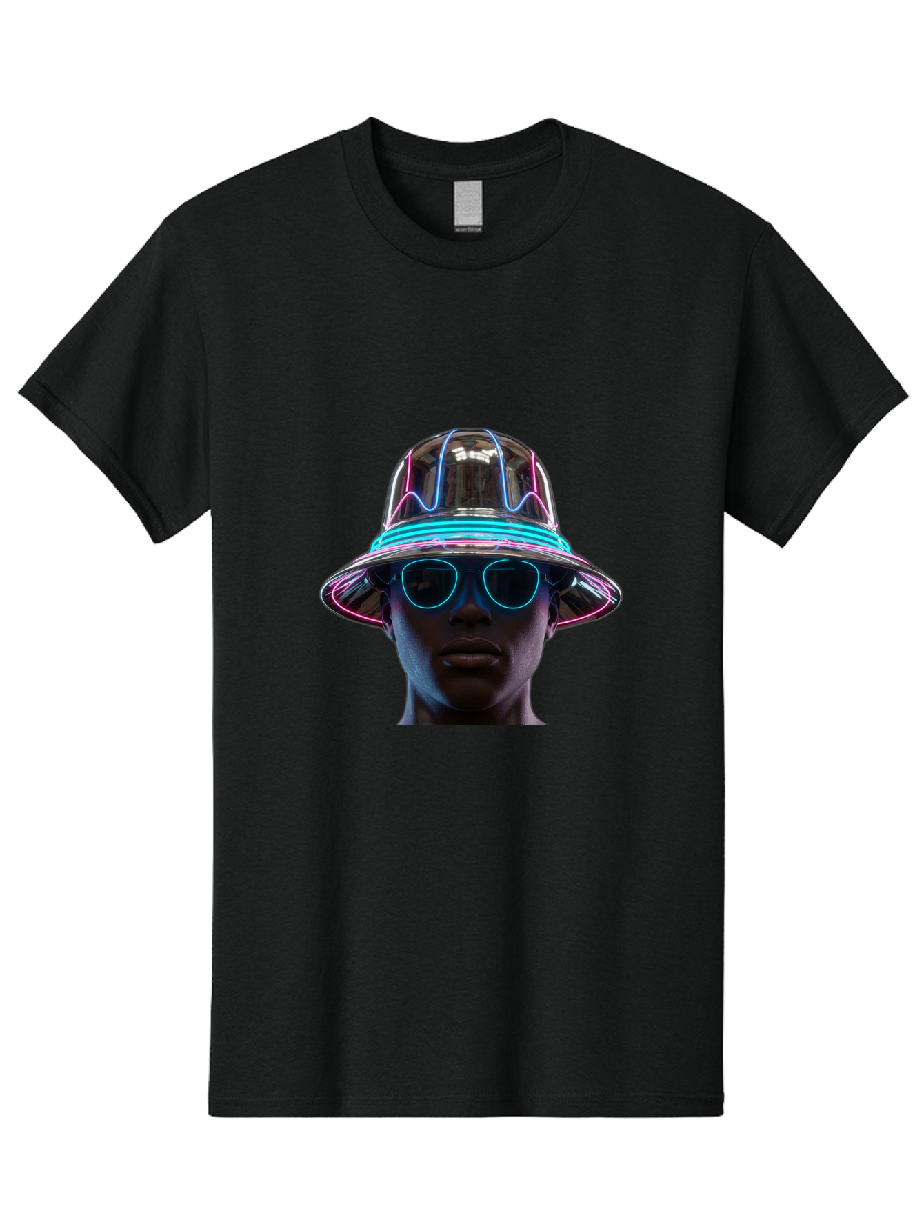 Futuristic-Hat-Portrait Men'S Graphic Tee, 100% Cotton, Comfortable Casual Summer Wear, Machine Washable, Vintage Camera, Old Camera, Antique Camera, Black Camera, Classic Photography, Photography Equipment, Nostalgic Device, Film Camera, Bag508