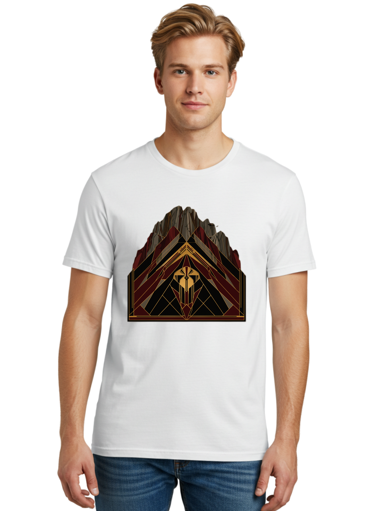 Geometric-Mountain-Design Men'S Graphic Tee, 100% Cotton, Comfortable Casual Summer Wear, Machine Washable, Vintage Camera, Old Camera, Antique Camera, Black Camera, Classic Photography, Photography Equipment, Nostalgic Device, Film Camera, Bag519