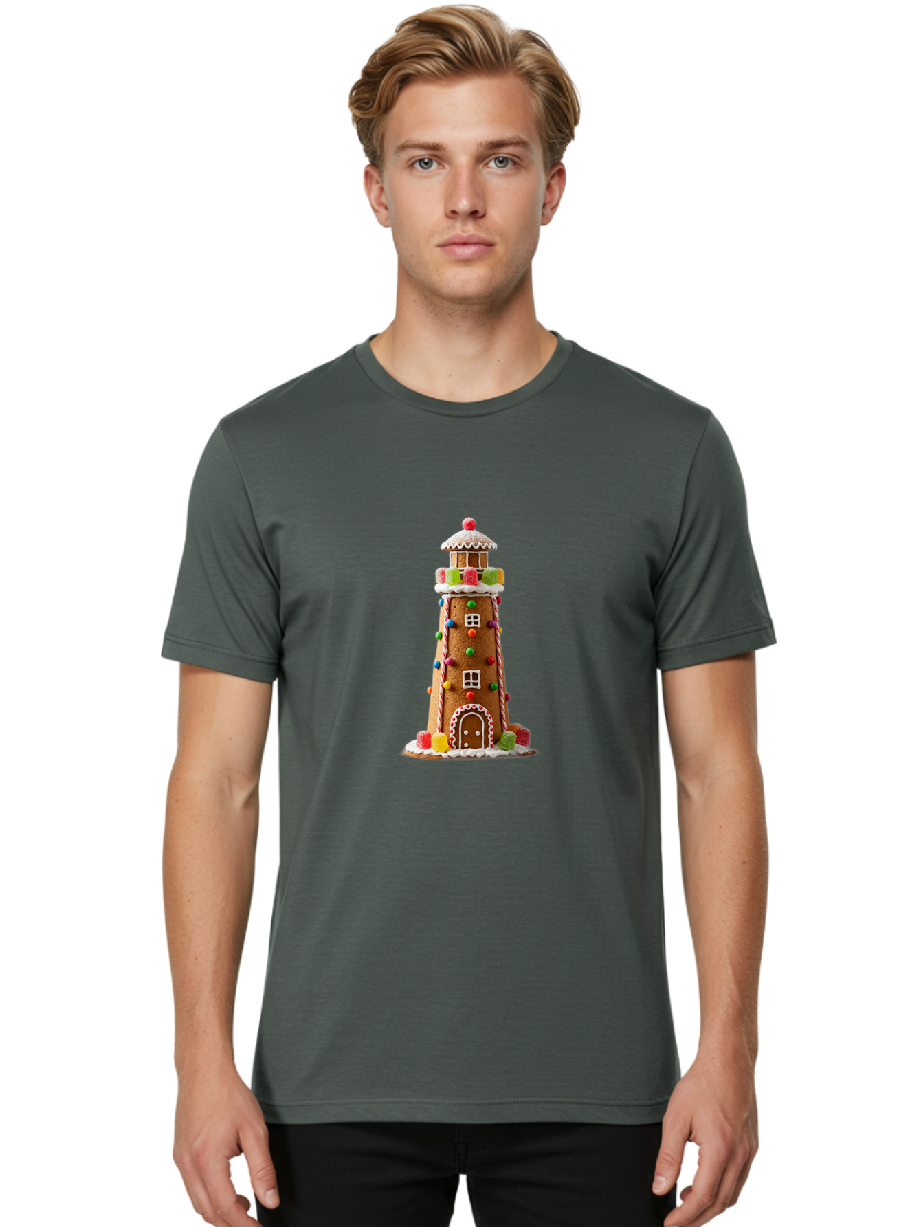 Gingerbread-Lighthouse Men'S Graphic Tee, 100% Cotton, Comfortable Casual Summer Wear, Machine Washable, Vintage Camera, Old Camera, Antique Camera, Black Camera, Classic Photography, Photography Equipment, Nostalgic Device, Film Camera, Bag528