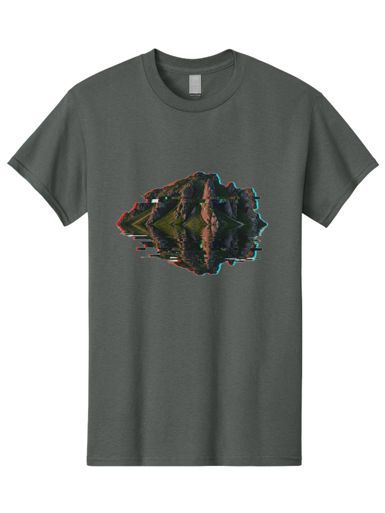 Glitching-Mountain-Landscape Men'S Graphic Tee, 100% Cotton, Comfortable Casual Summer Wear, Machine Washable, Vintage Camera, Old Camera, Antique Camera, Black Camera, Classic Photography, Photography Equipment, Nostalgic Device, Film Camera, Bag533