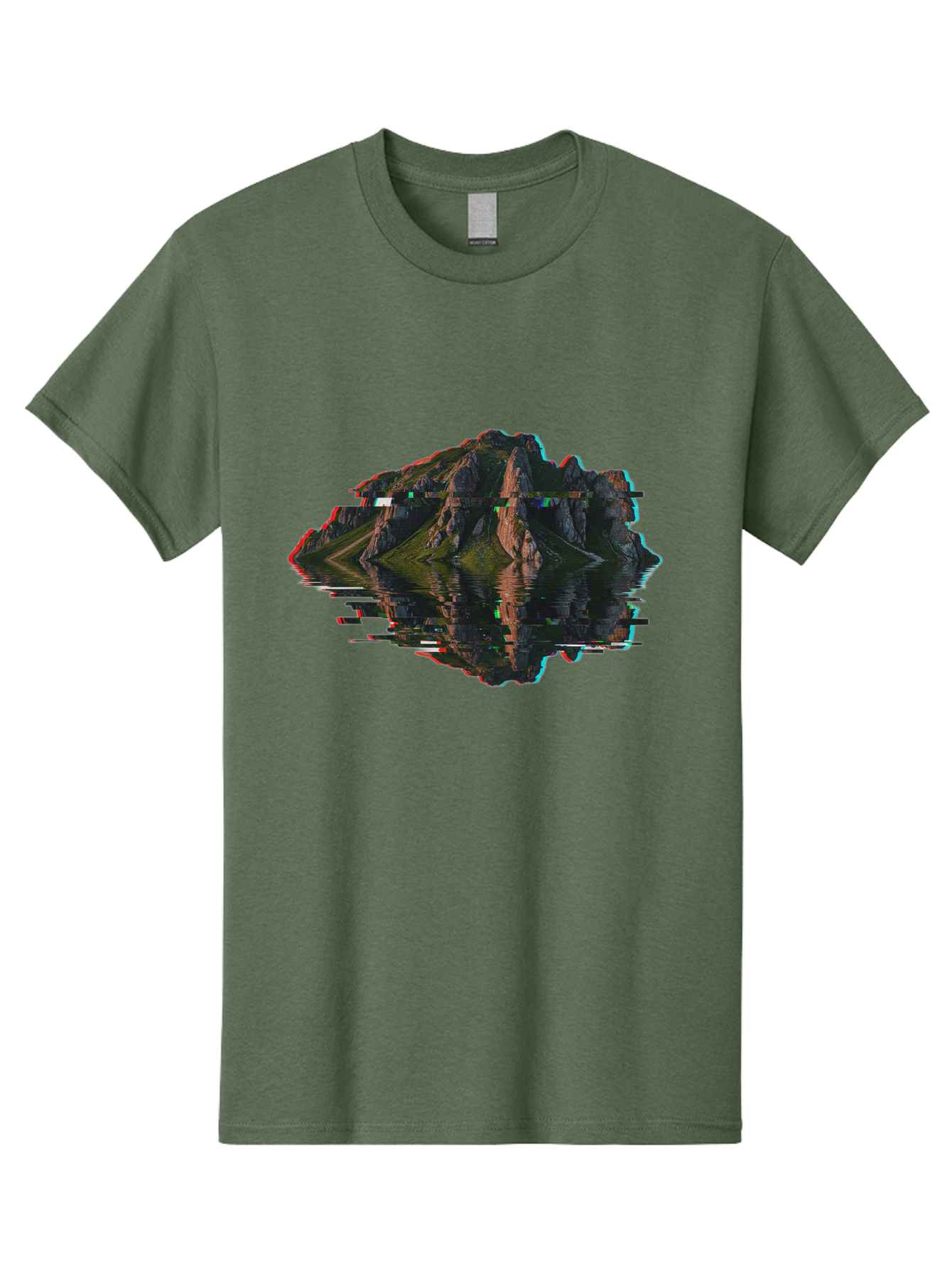 Glitching-Mountain-Landscape Men'S Graphic Tee, 100% Cotton, Comfortable Casual Summer Wear, Machine Washable, Vintage Camera, Old Camera, Antique Camera, Black Camera, Classic Photography, Photography Equipment, Nostalgic Device, Film Camera, Bag533