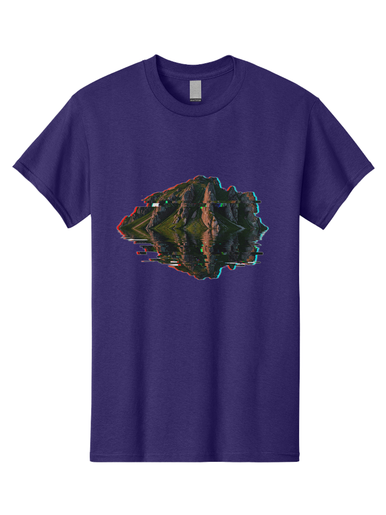 Glitching-Mountain-Landscape Men'S Graphic Tee, 100% Cotton, Comfortable Casual Summer Wear, Machine Washable, Vintage Camera, Old Camera, Antique Camera, Black Camera, Classic Photography, Photography Equipment, Nostalgic Device, Film Camera, Bag533