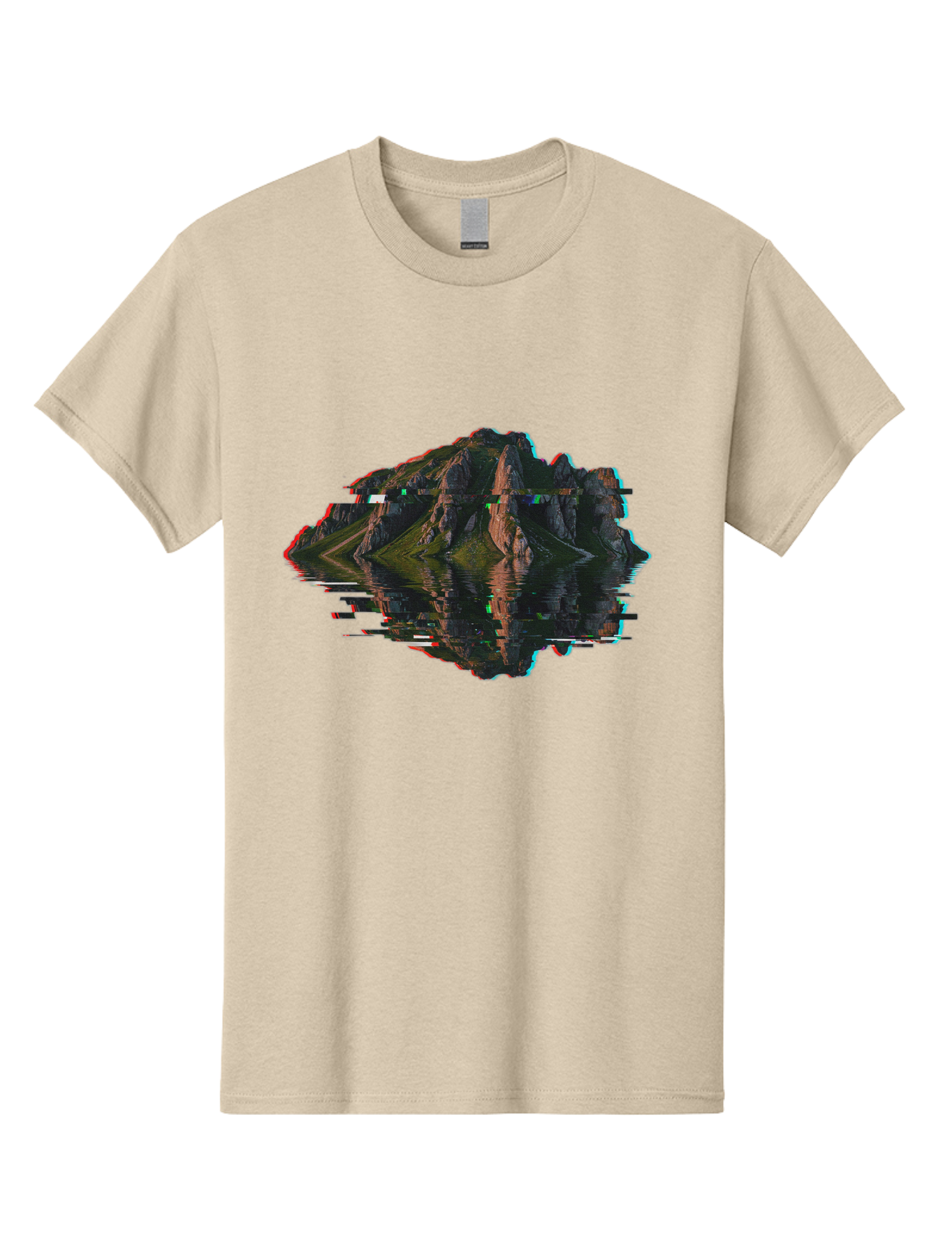 Glitching-Mountain-Landscape Men'S Graphic Tee, 100% Cotton, Comfortable Casual Summer Wear, Machine Washable, Vintage Camera, Old Camera, Antique Camera, Black Camera, Classic Photography, Photography Equipment, Nostalgic Device, Film Camera, Bag533