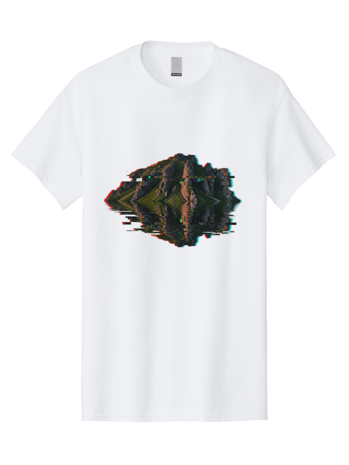 Glitching-Mountain-Landscape Men'S Graphic Tee, 100% Cotton, Comfortable Casual Summer Wear, Machine Washable, Vintage Camera, Old Camera, Antique Camera, Black Camera, Classic Photography, Photography Equipment, Nostalgic Device, Film Camera, Bag533