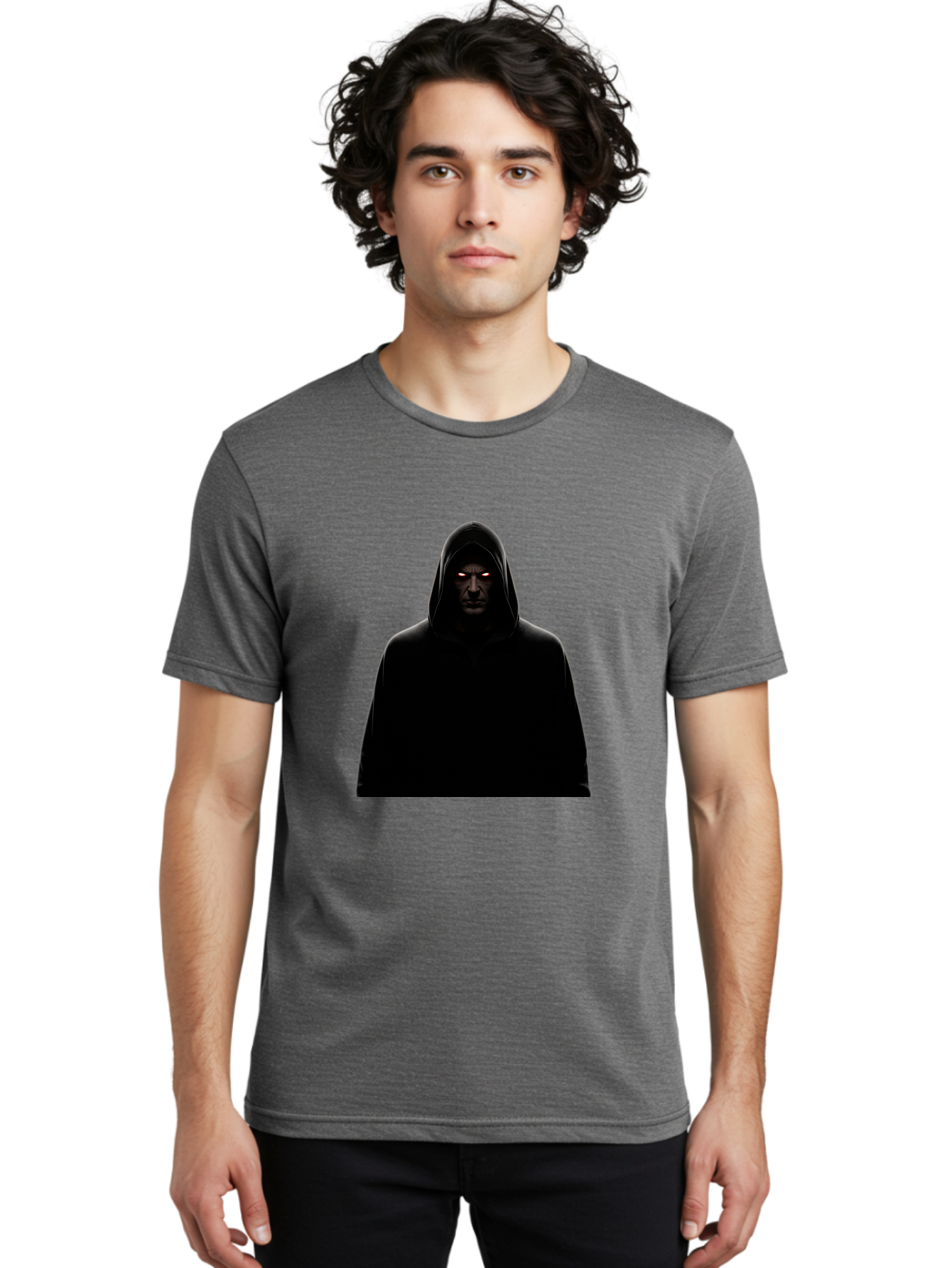 Glowing-Eyes-Hooded-Figure Men'S Graphic Tee, 100% Cotton, Comfortable Casual Summer Wear, Machine Washable, Vintage Camera, Old Camera, Antique Camera, Black Camera, Classic Photography, Photography Equipment, Nostalgic Device, Film Camera, Bag535