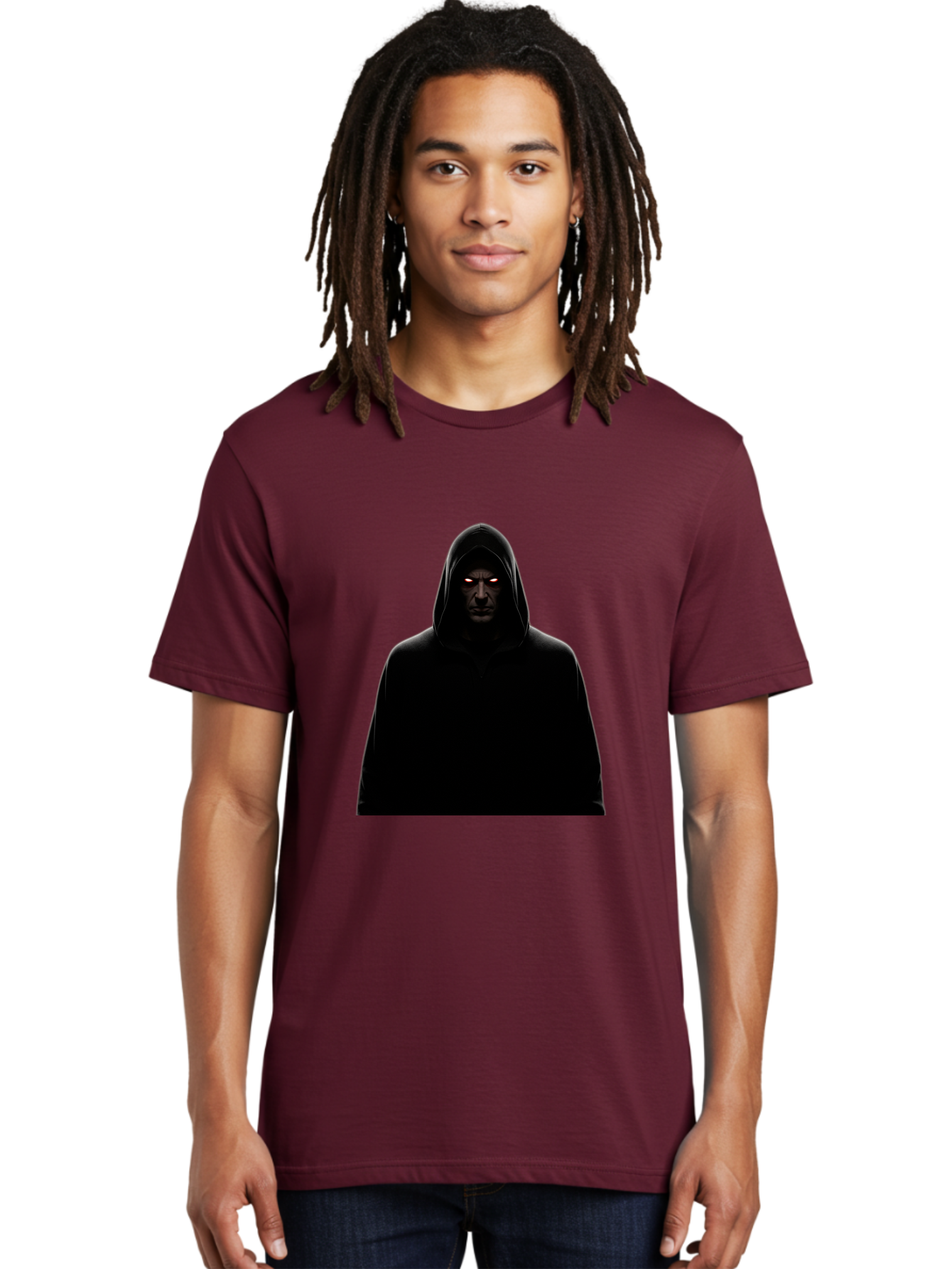 Glowing-Eyes-Hooded-Figure Men'S Graphic Tee, 100% Cotton, Comfortable Casual Summer Wear, Machine Washable, Vintage Camera, Old Camera, Antique Camera, Black Camera, Classic Photography, Photography Equipment, Nostalgic Device, Film Camera, Bag535